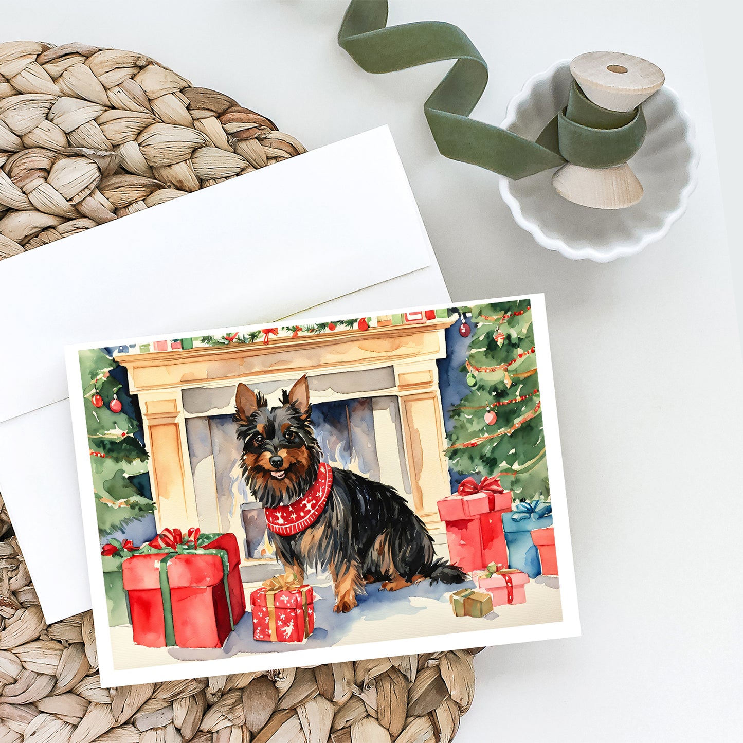 Australian Terrier Christmas Greeting Cards Pack of 8