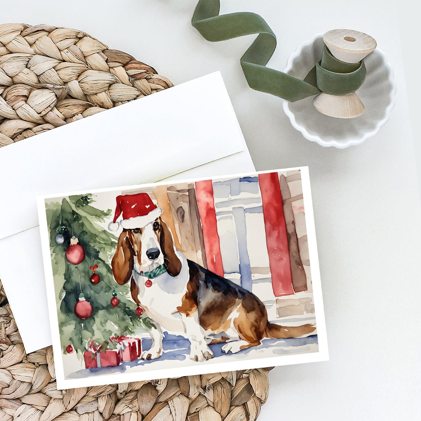 Basset Hound Christmas Greeting Cards Pack of 8