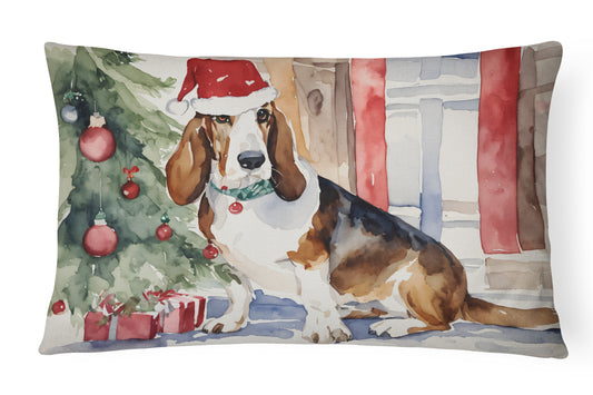 Buy this Basset Hound Christmas Throw Pillow