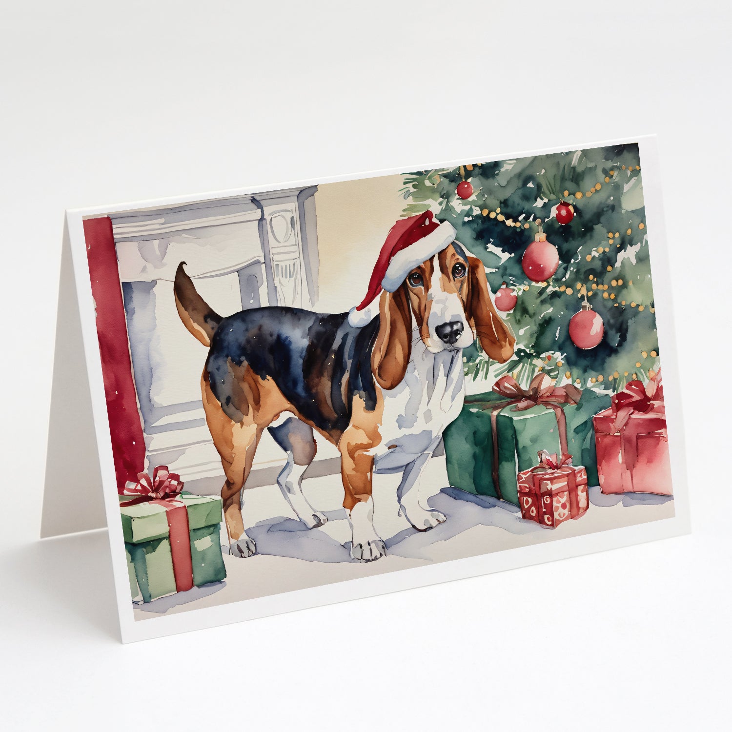 Buy this Basset Hound Christmas Greeting Cards Pack of 8