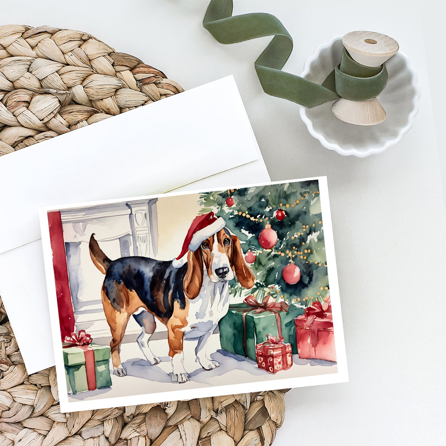 Basset Hound Christmas Greeting Cards Pack of 8