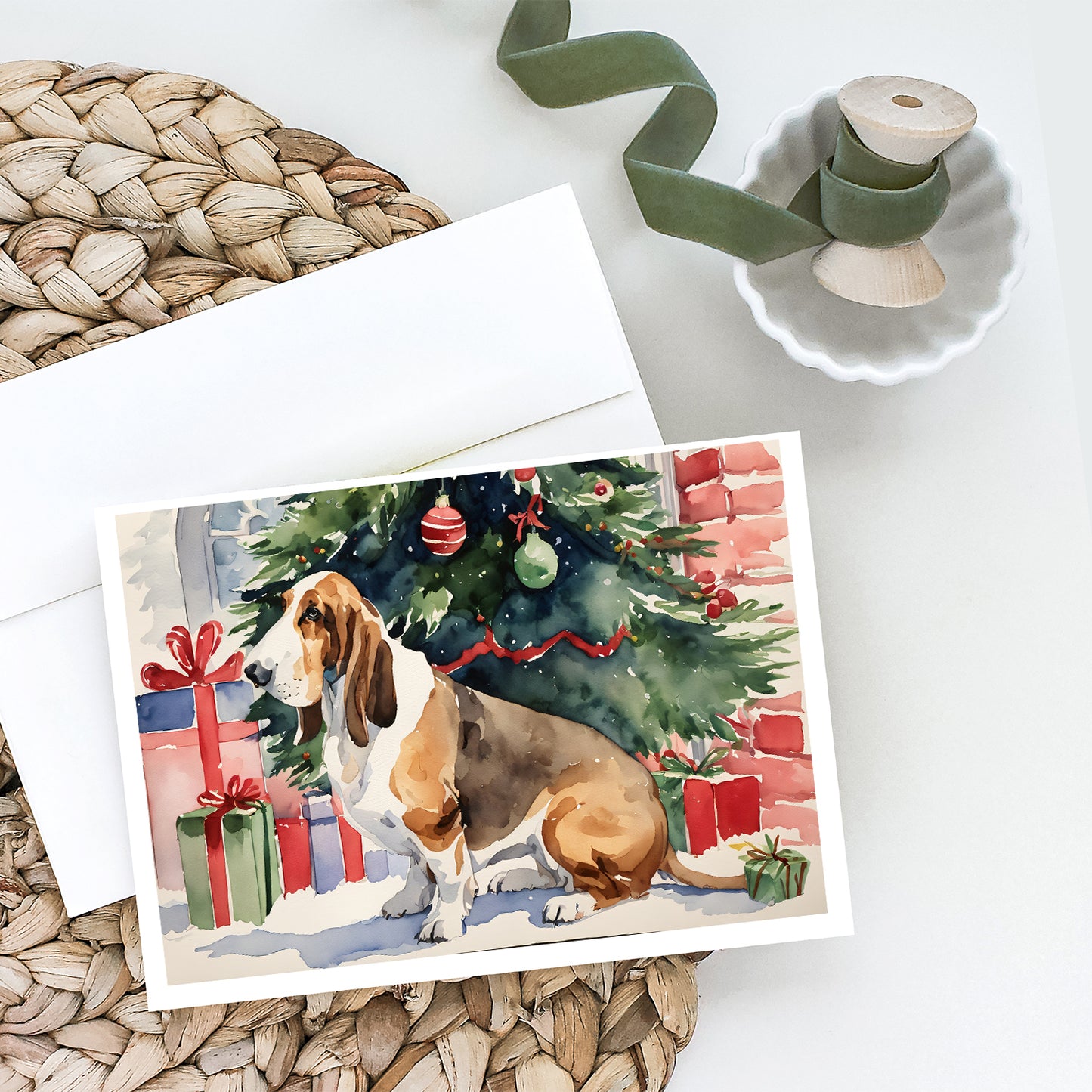 Basset Hound Christmas Greeting Cards Pack of 8