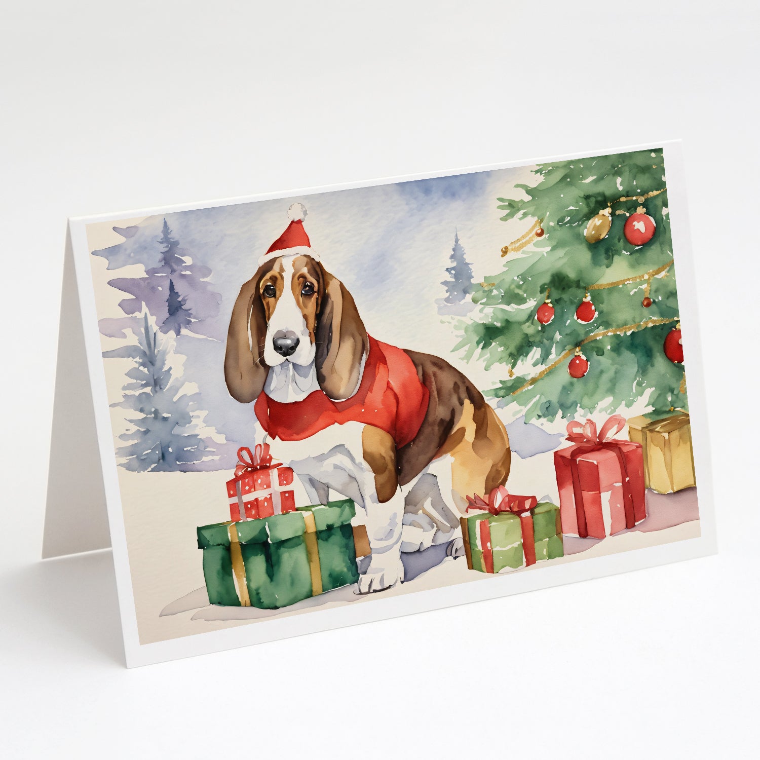 Buy this Basset Hound Christmas Greeting Cards Pack of 8