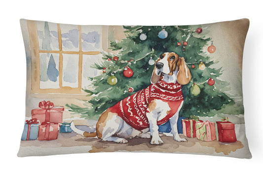 Buy this Basset Hound Christmas Throw Pillow