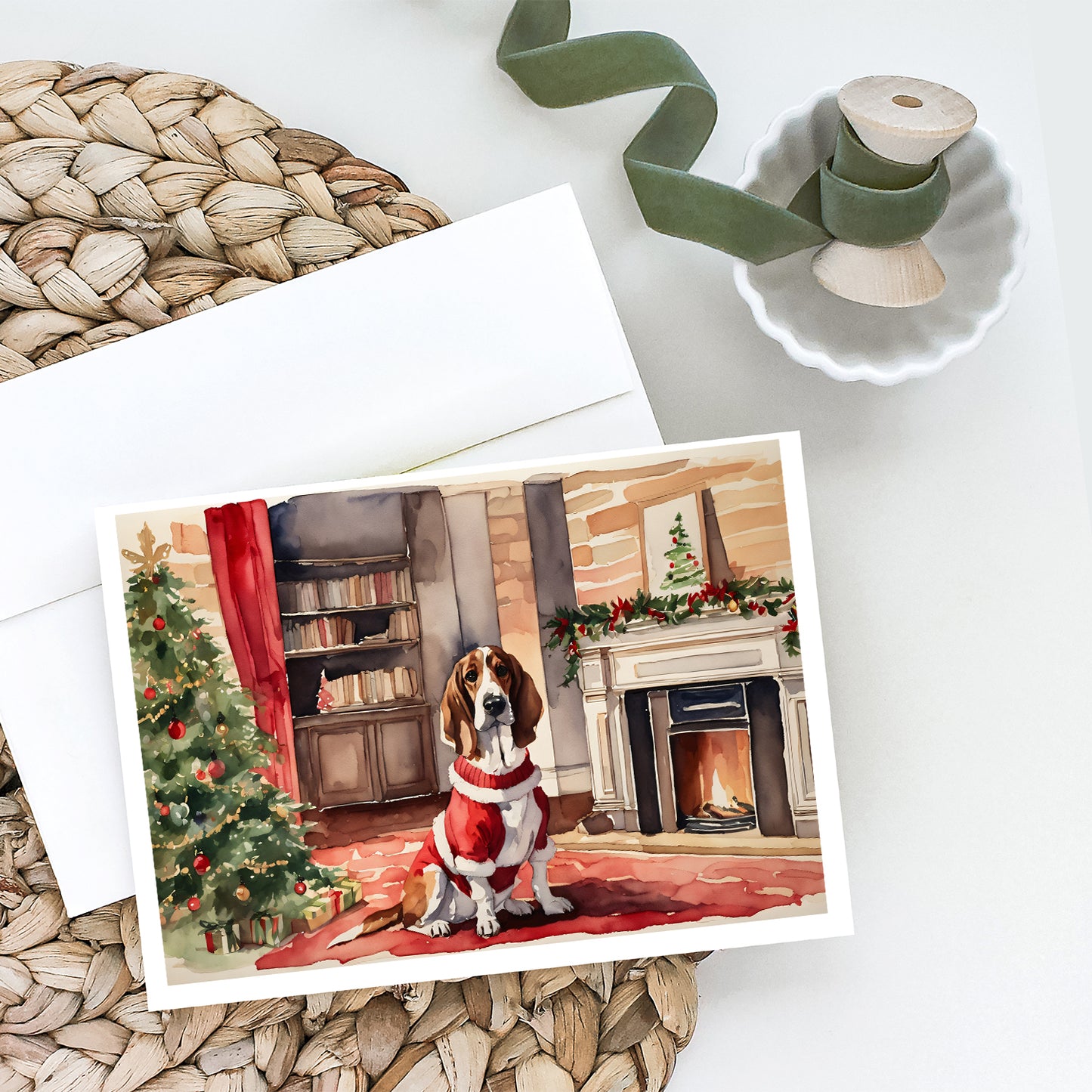 Basset Hound Christmas Greeting Cards Pack of 8