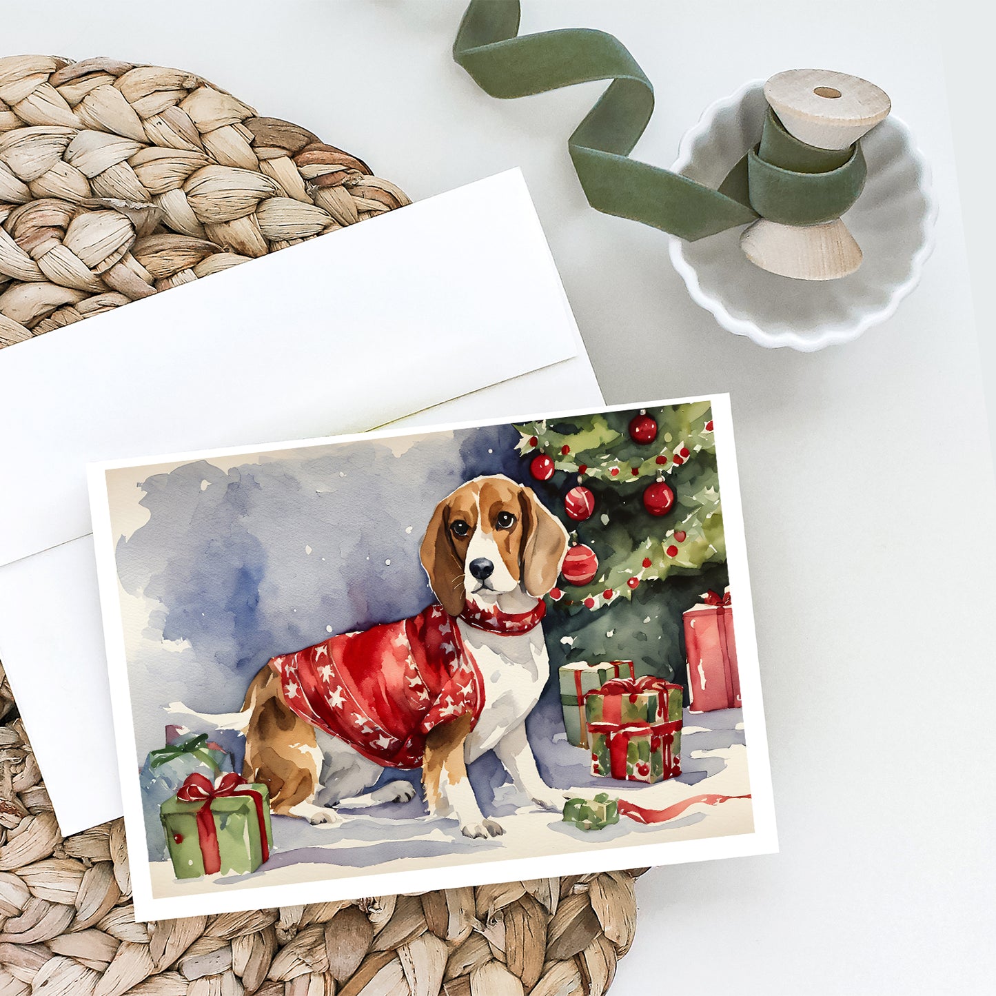 Beagle Christmas Greeting Cards Pack of 8