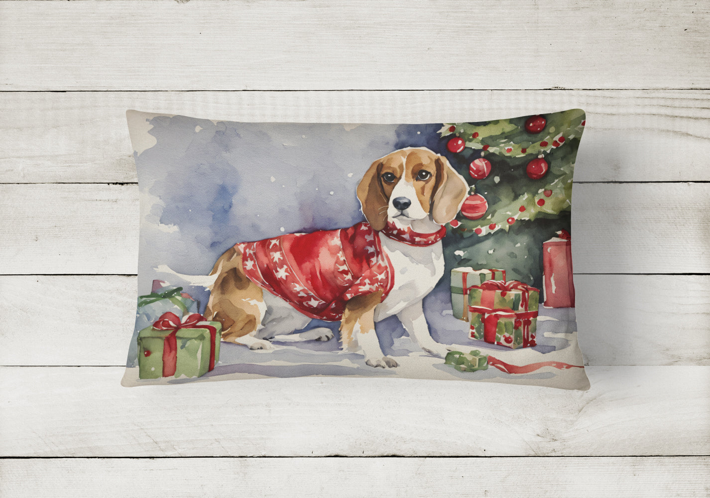 Beagle Christmas Throw Pillow