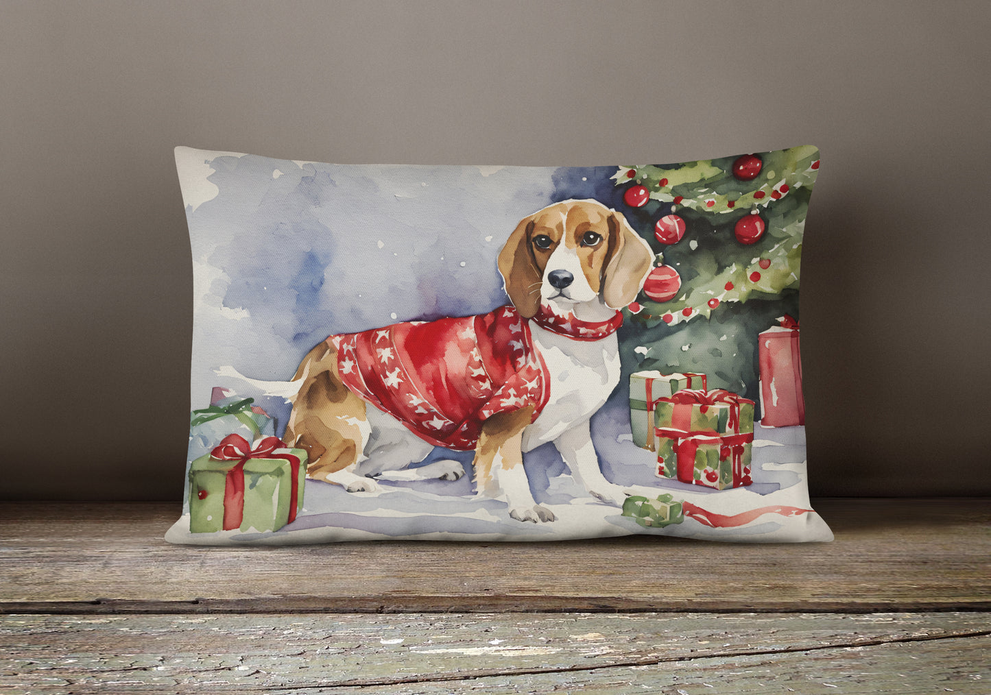 Beagle Christmas Throw Pillow