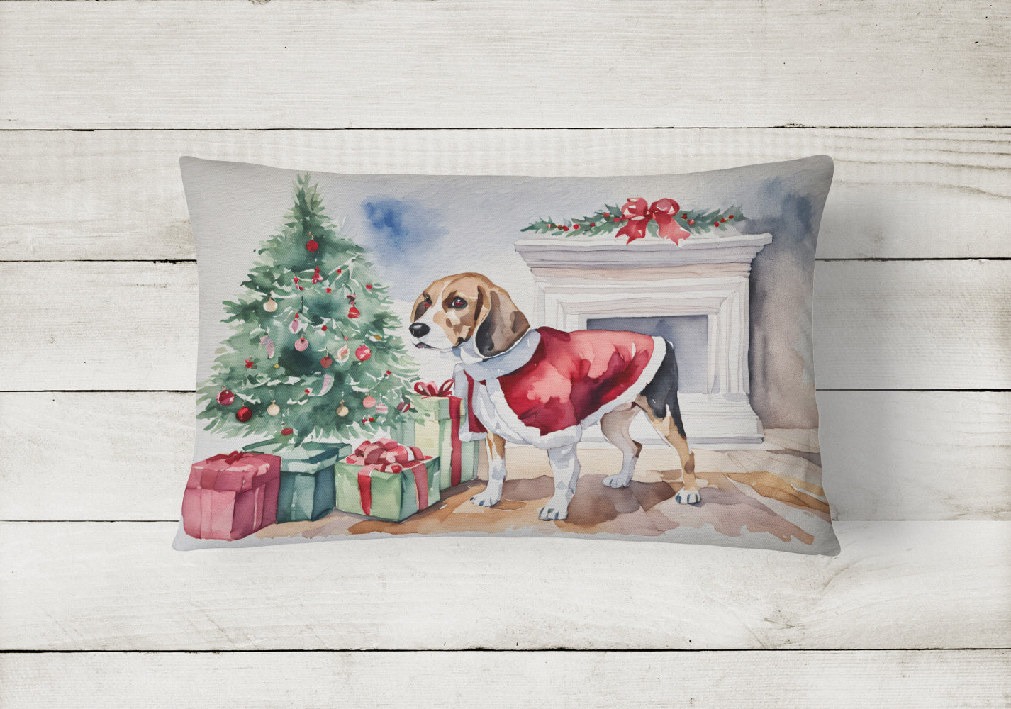 Beagle Christmas Throw Pillow