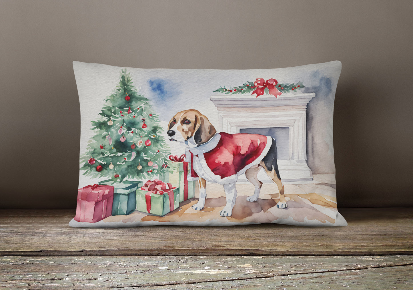 Beagle Christmas Throw Pillow