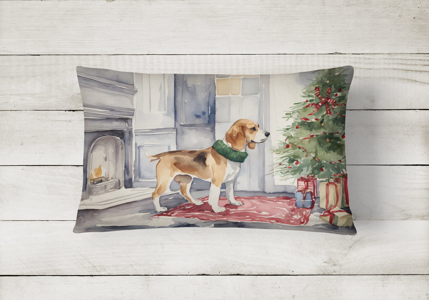 Beagle Christmas Throw Pillow