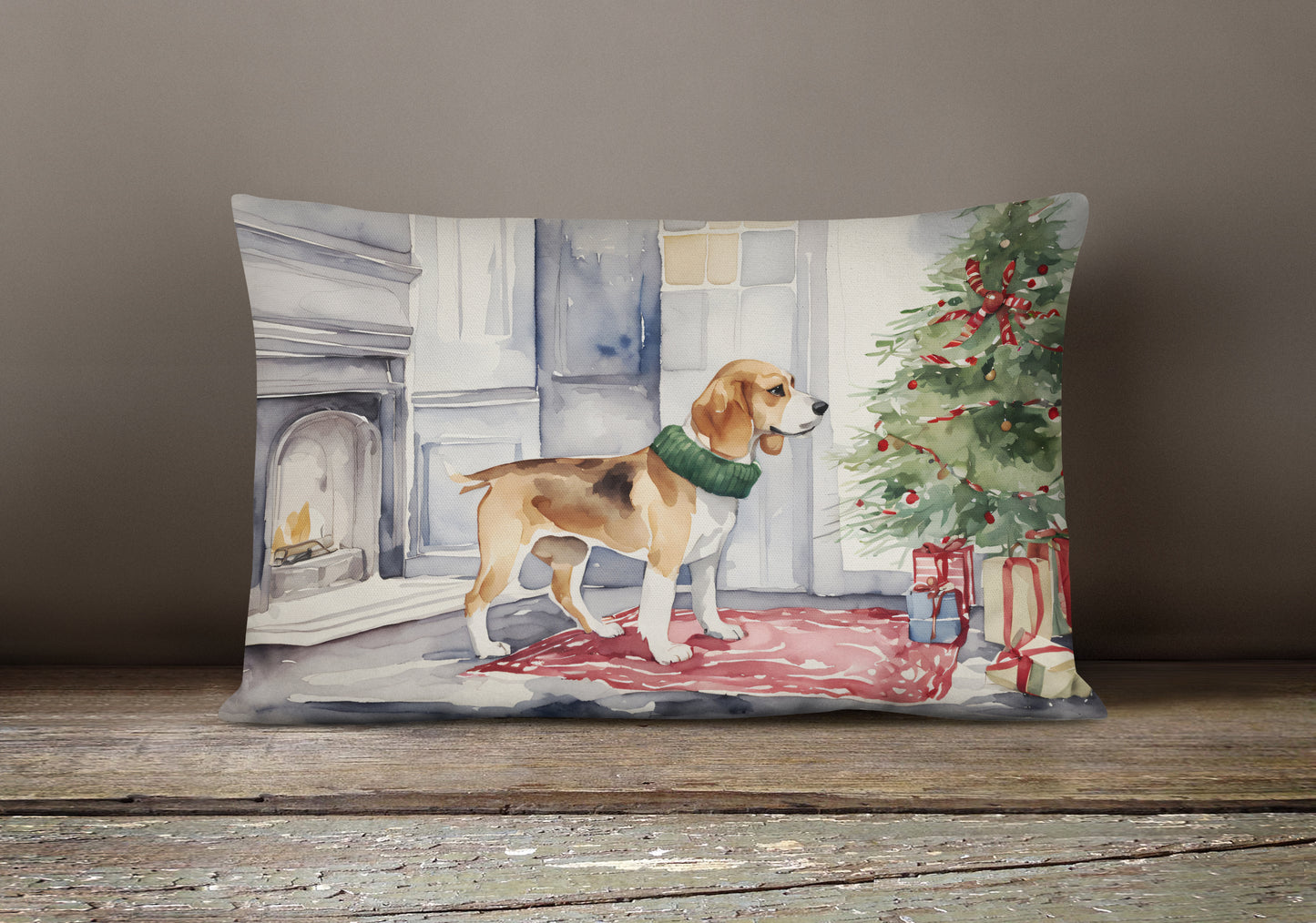 Beagle Christmas Throw Pillow