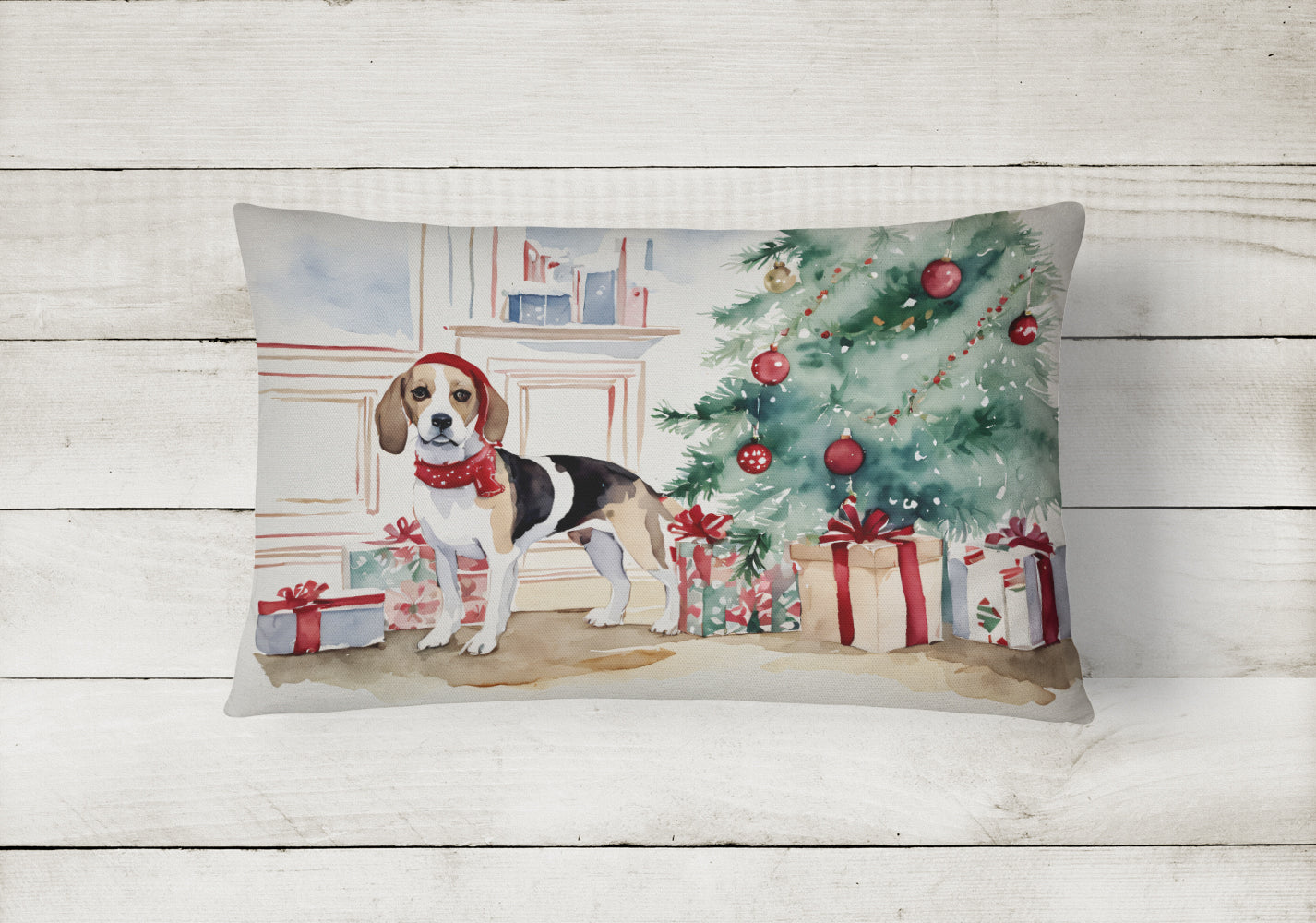 Beagle Christmas Throw Pillow