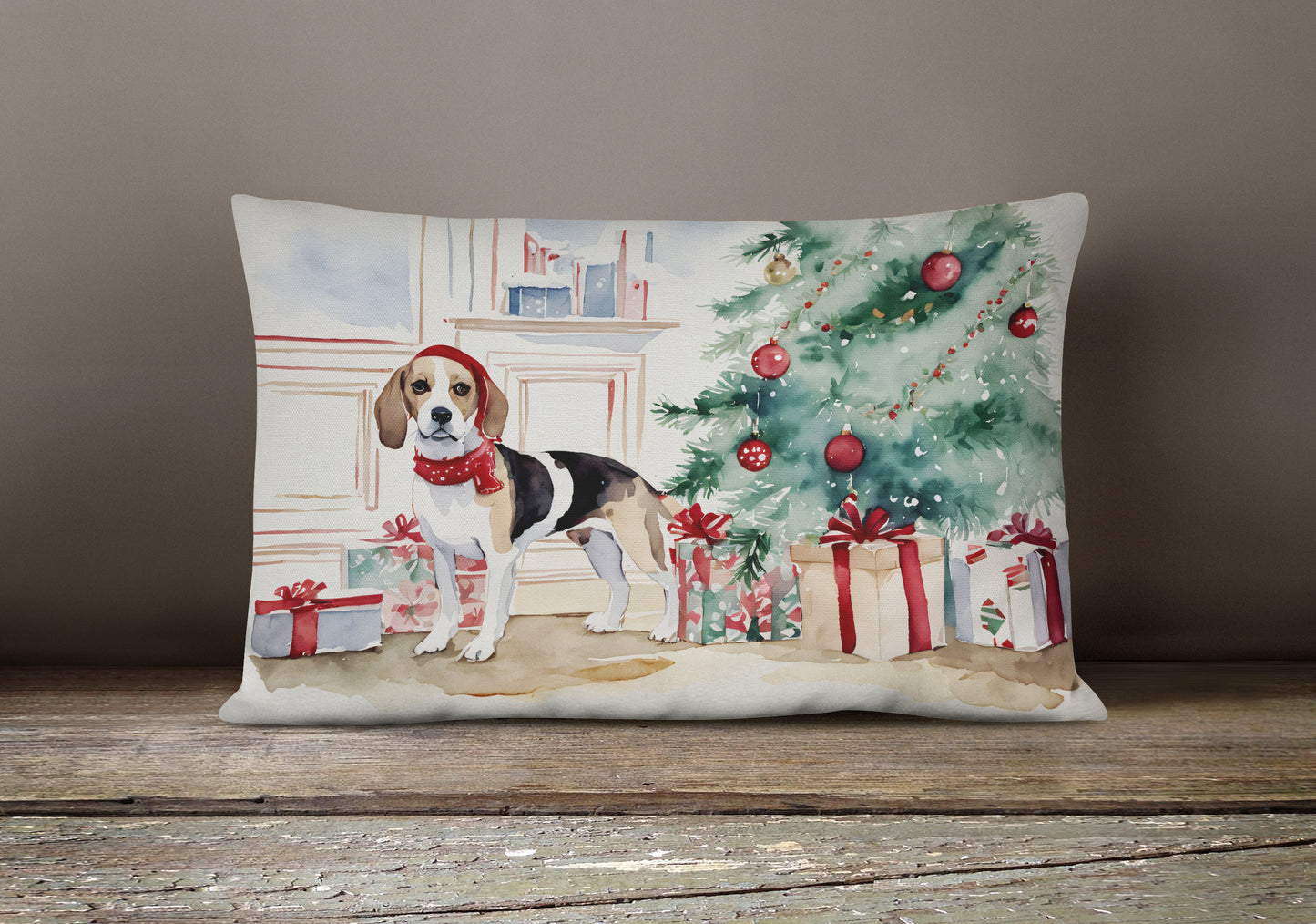 Beagle Christmas Throw Pillow