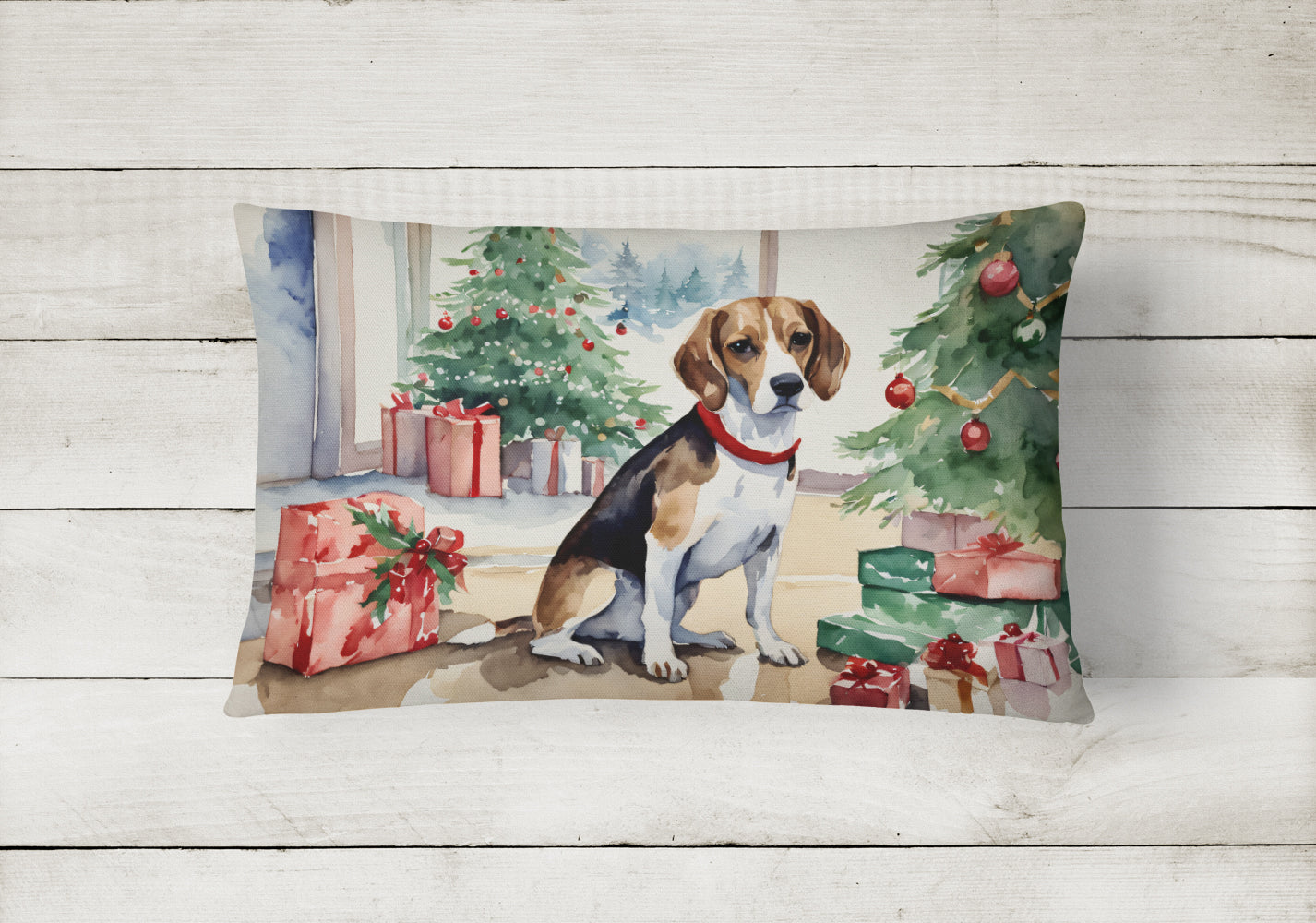 Beagle Christmas Throw Pillow