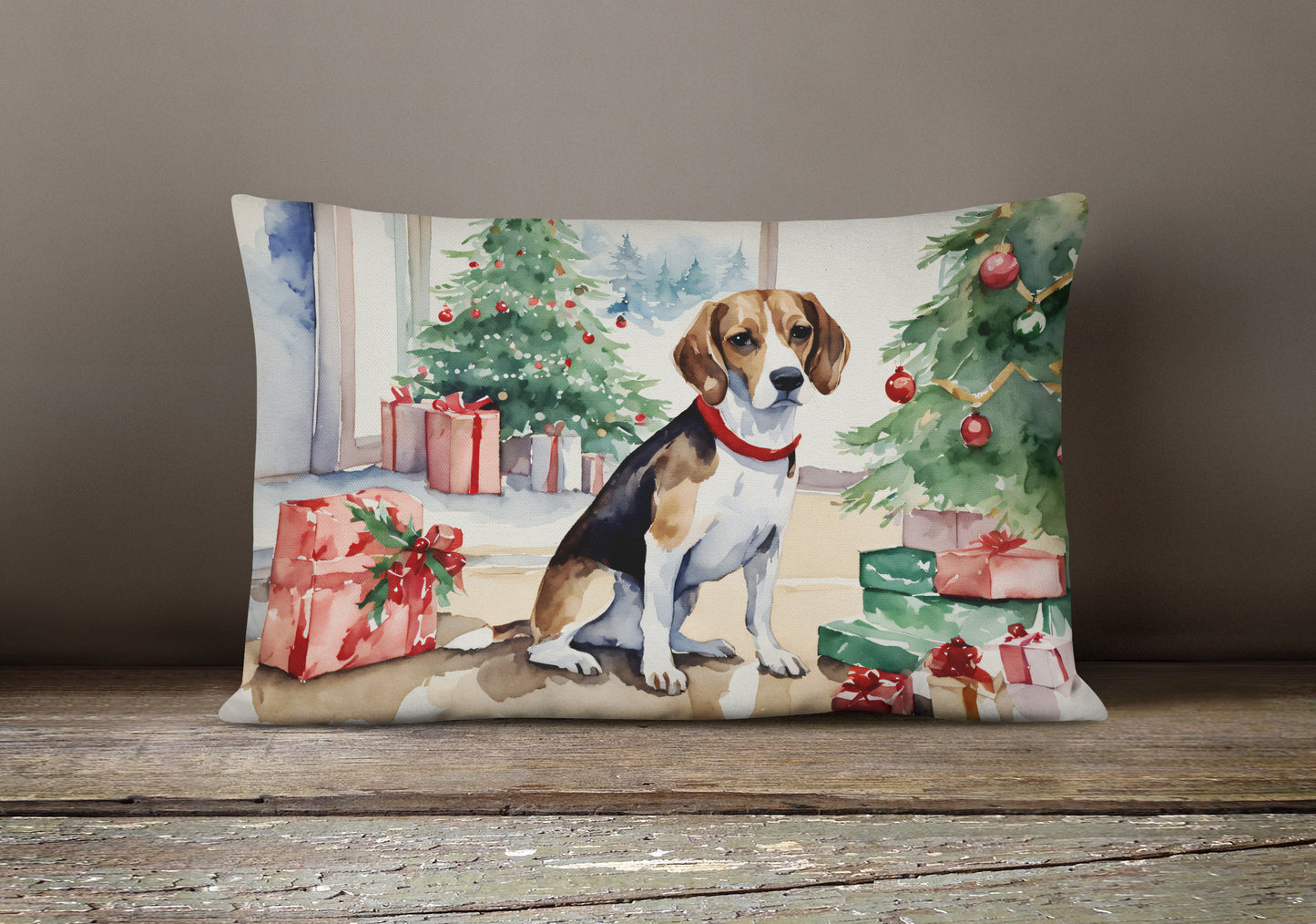 Beagle Christmas Throw Pillow