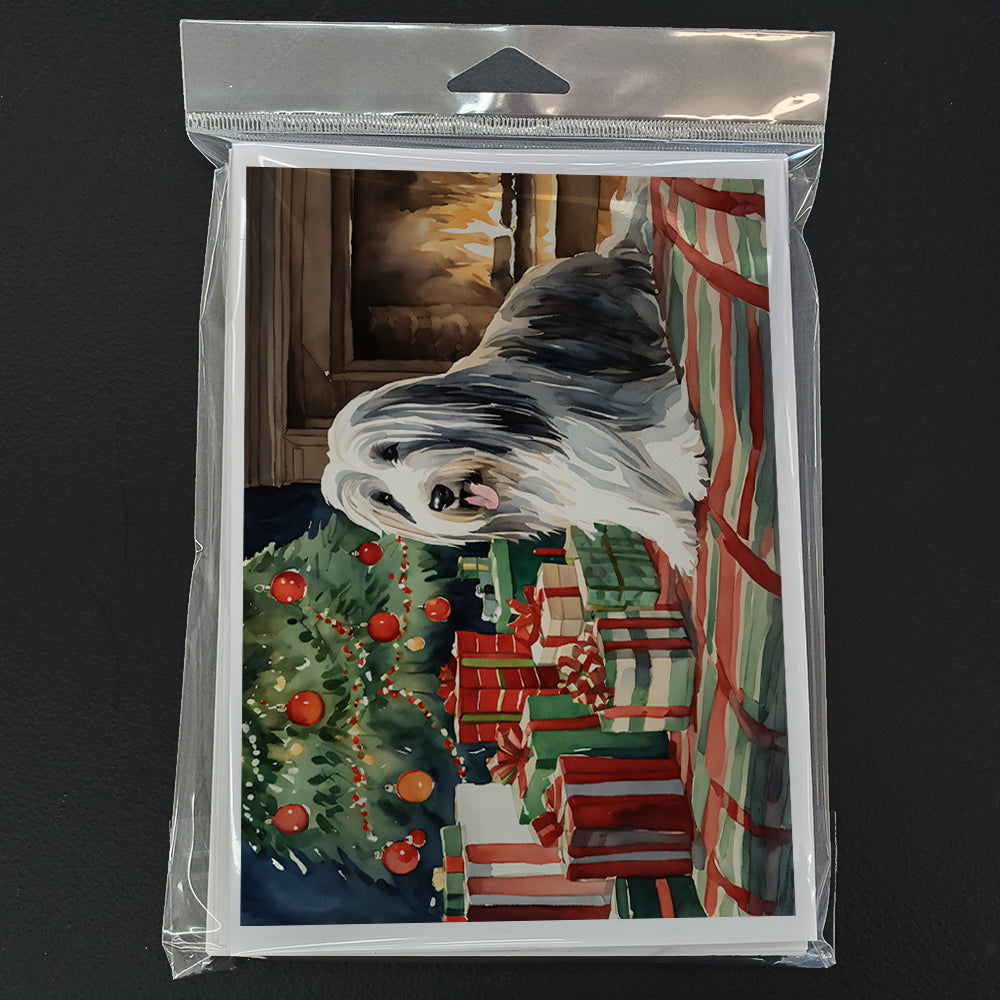 Bearded Collie Christmas Greeting Cards Pack of 8