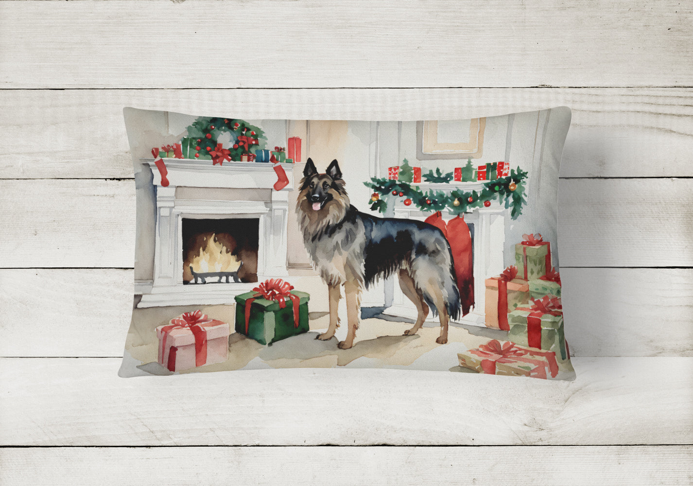 Belgian Tervuren Christmas Throw Pillow