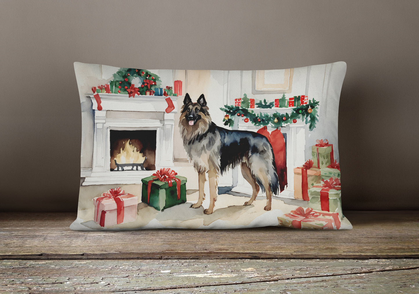 Belgian Tervuren Christmas Throw Pillow