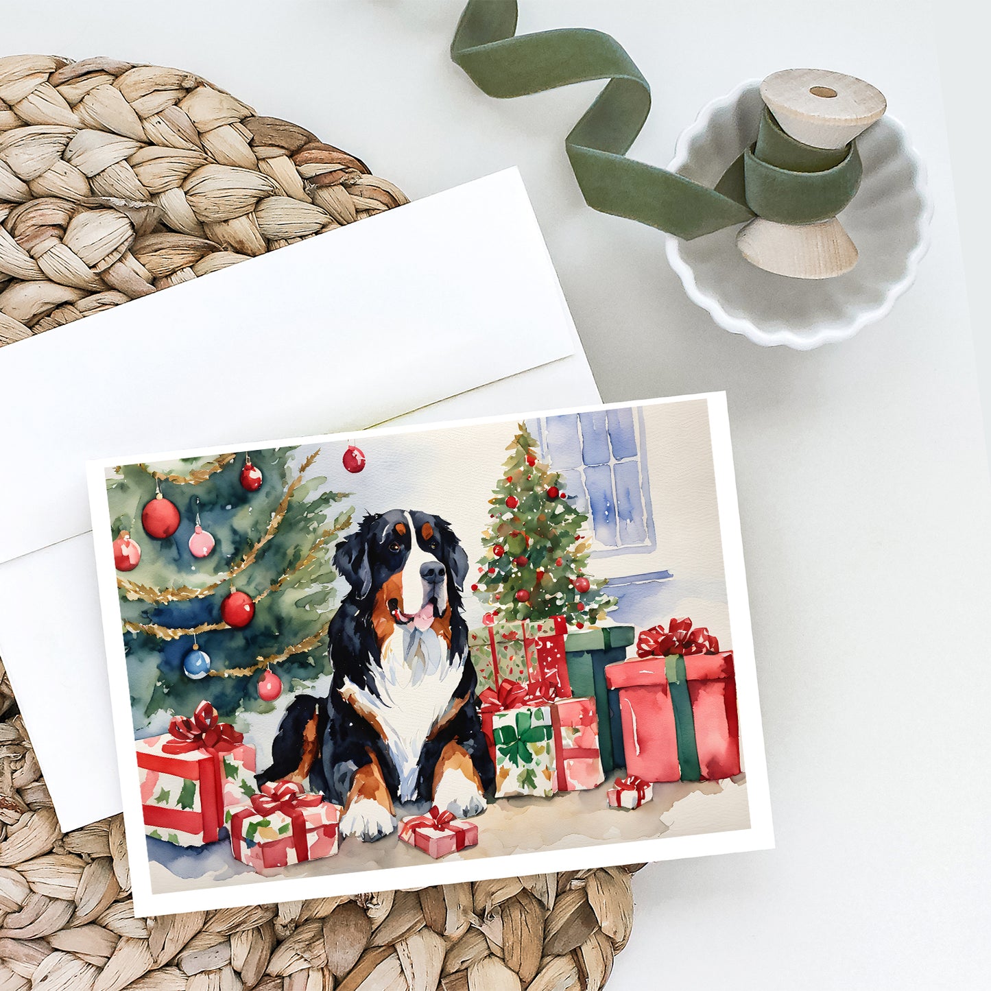 Bernese Mountain Dog Christmas Greeting Cards Pack of 8