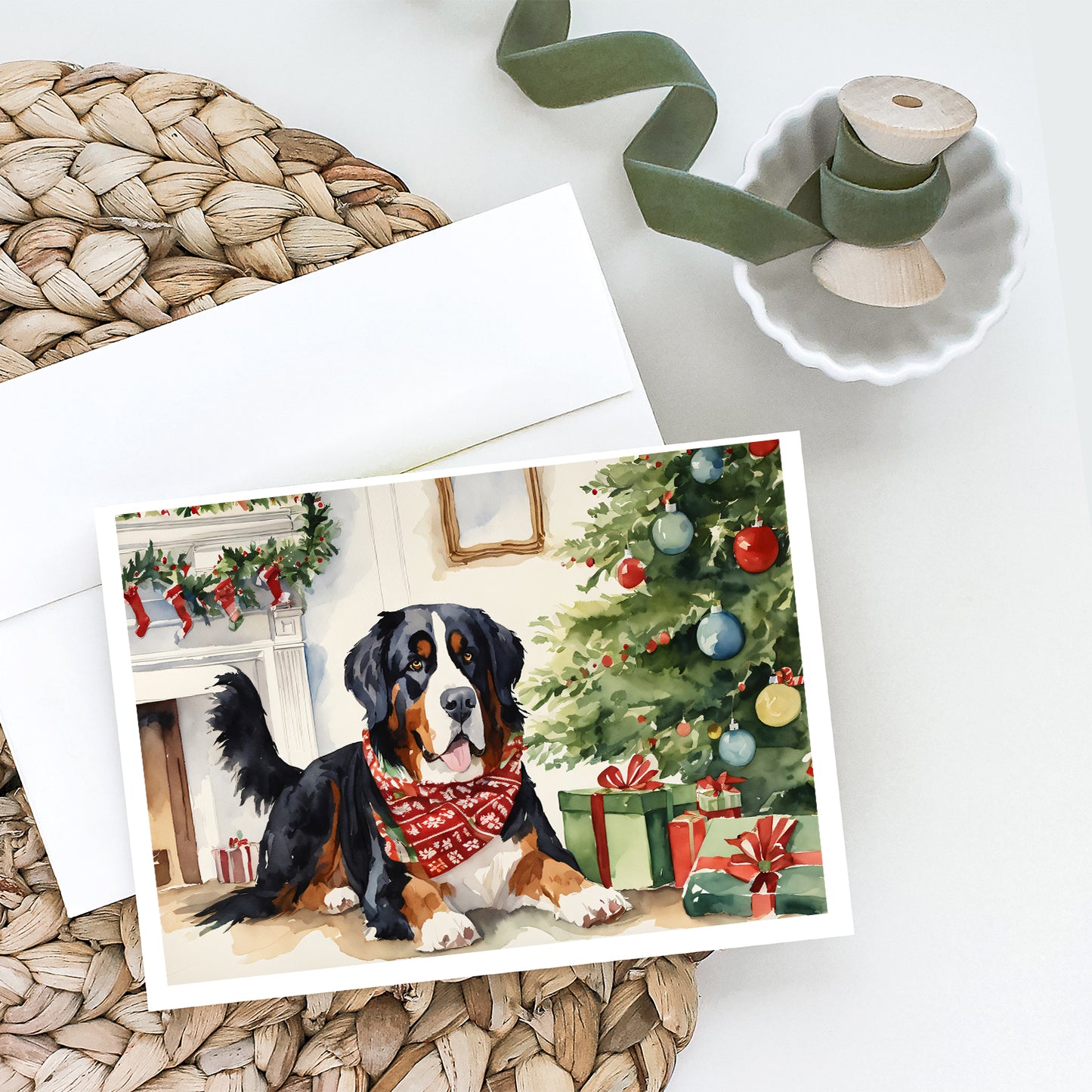 Bernese Mountain Dog Christmas Greeting Cards Pack of 8