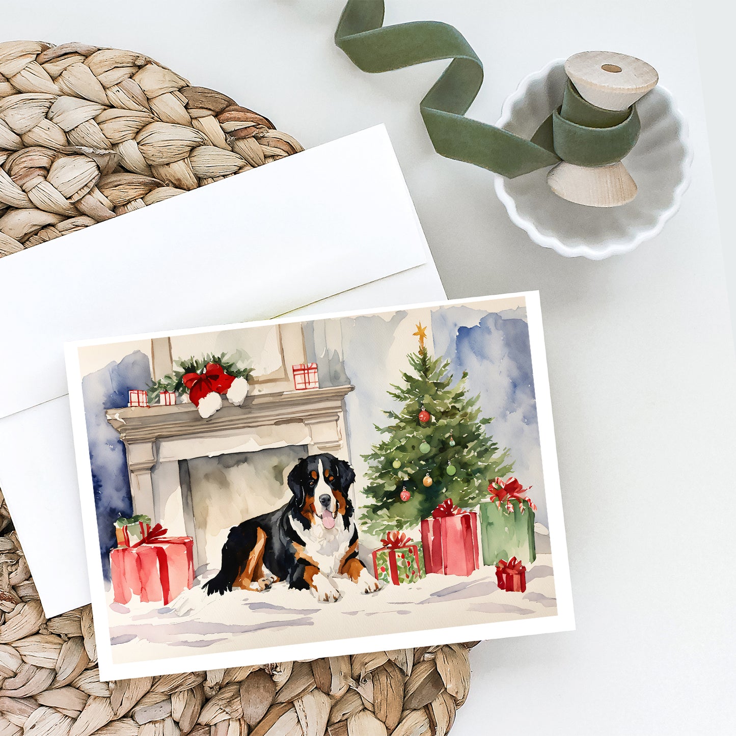 Bernese Mountain Dog Christmas Greeting Cards Pack of 8