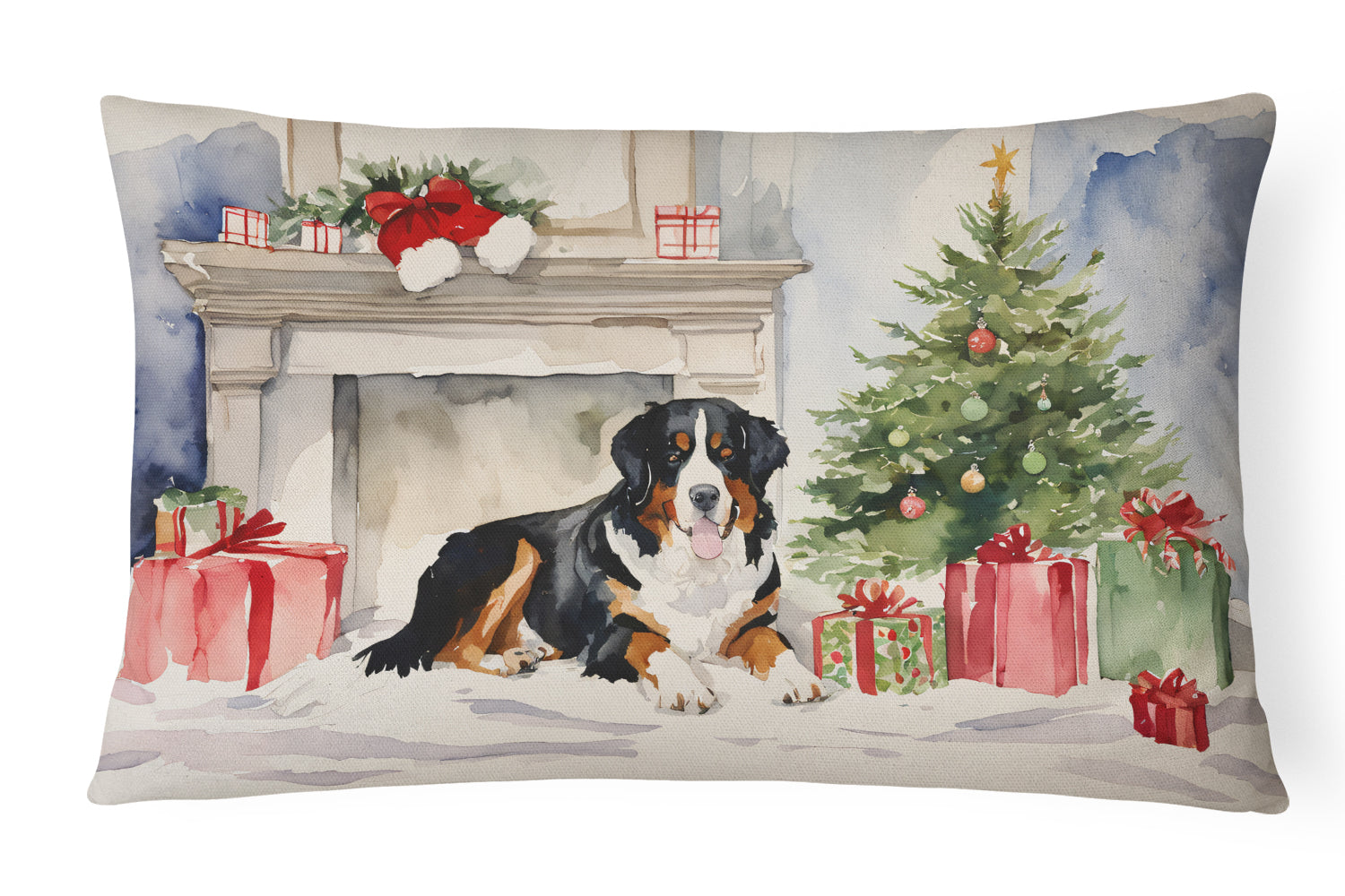 Buy this Bernese Mountain Dog Christmas Throw Pillow