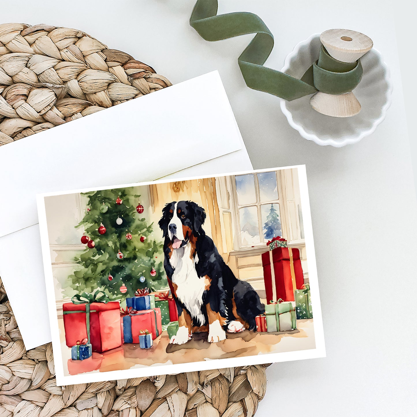 Bernese Mountain Dog Christmas Greeting Cards Pack of 8