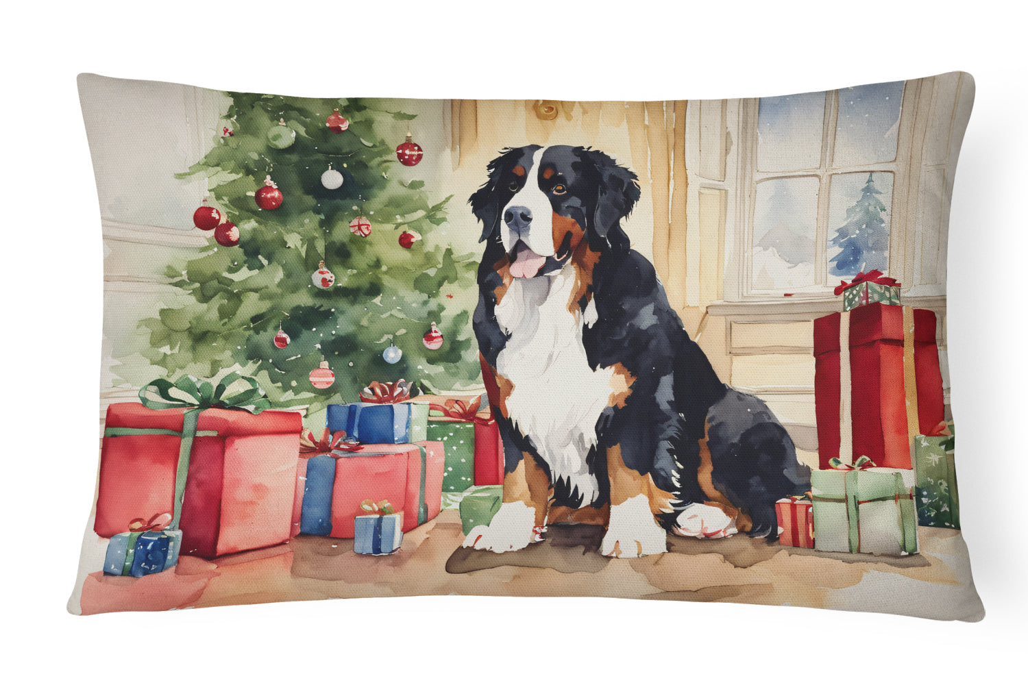 Buy this Bernese Mountain Dog Christmas Throw Pillow