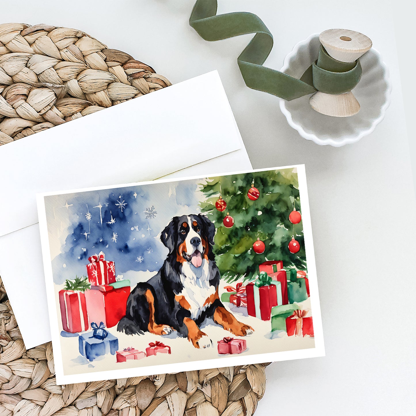 Bernese Mountain Dog Christmas Greeting Cards Pack of 8