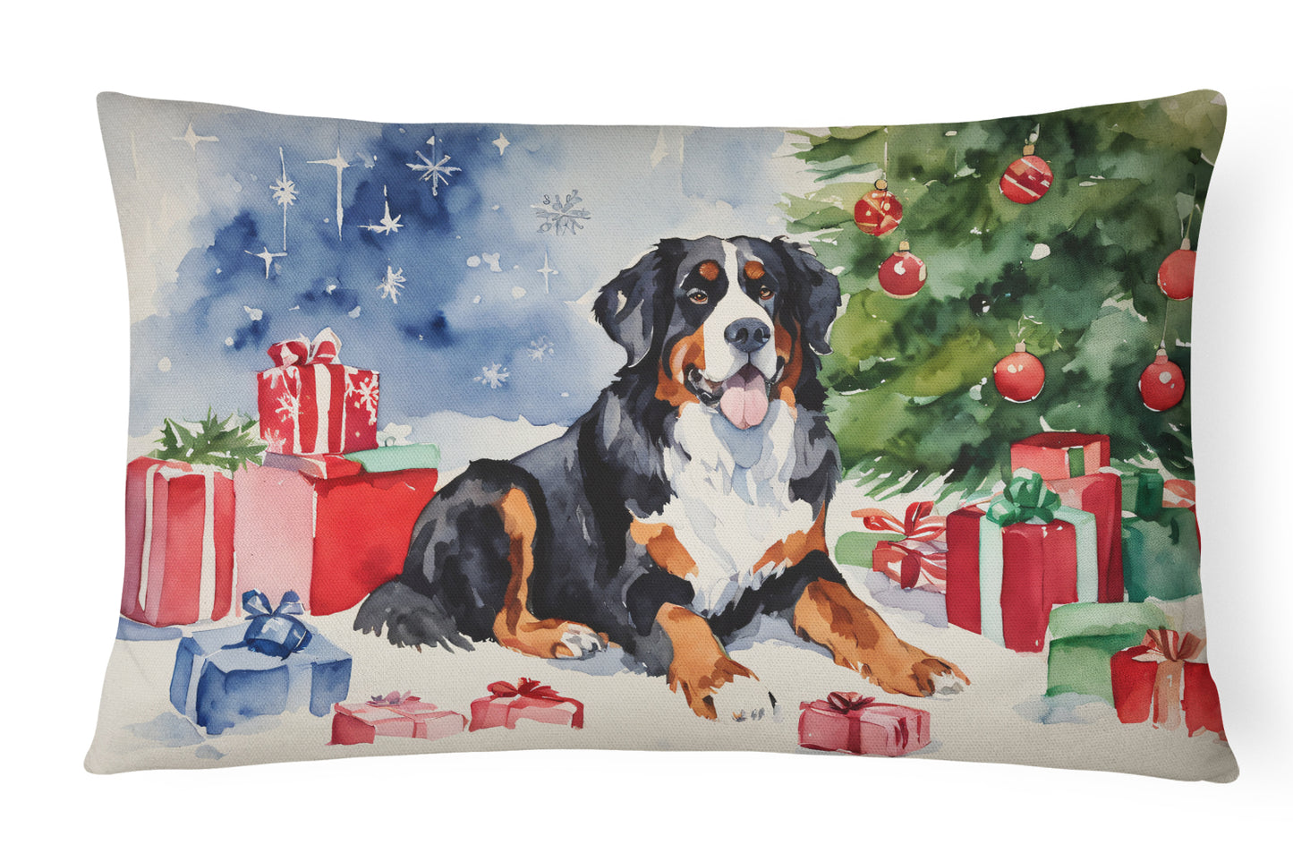 Buy this Bernese Mountain Dog Christmas Throw Pillow