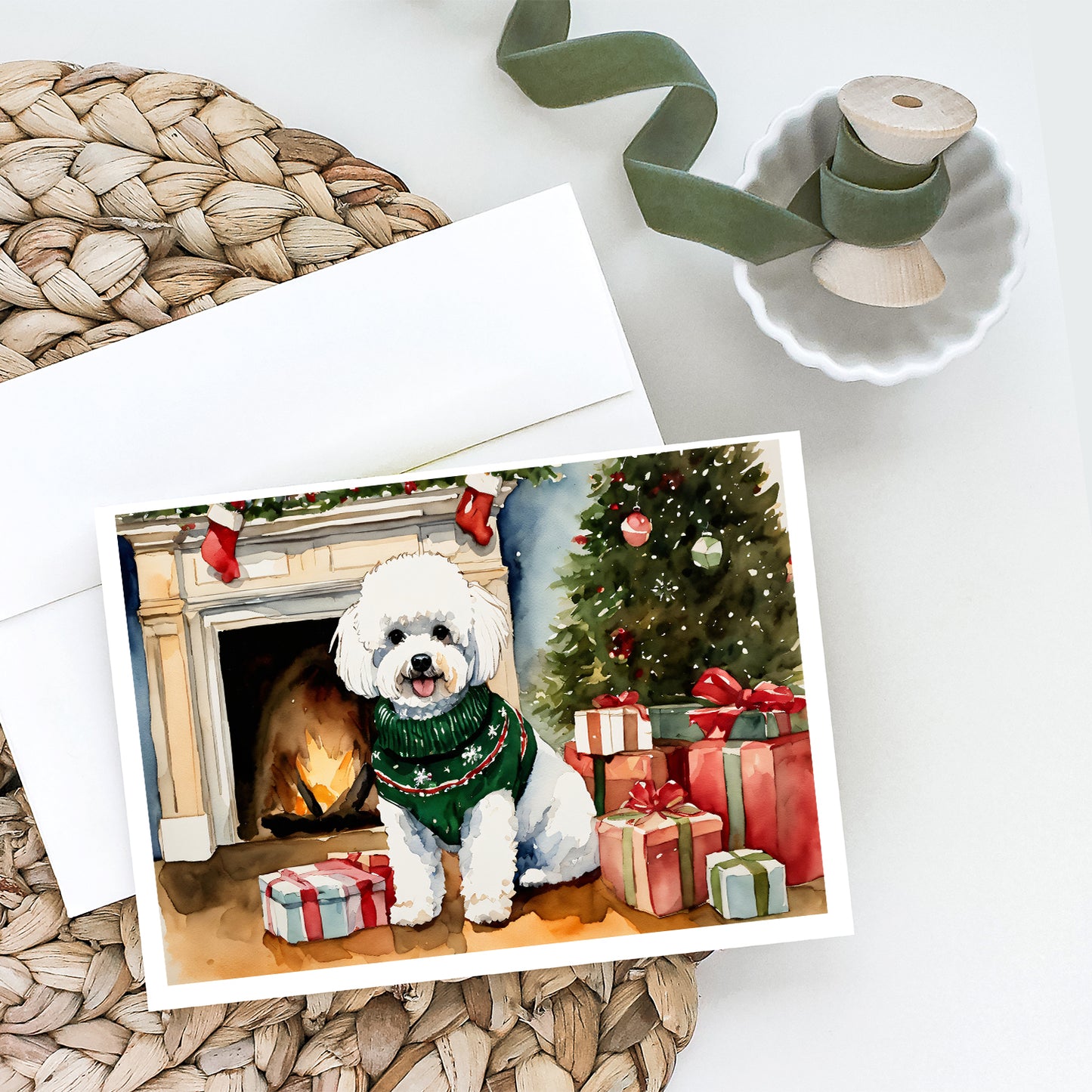 Bichon Frise Christmas Greeting Cards Pack of 8