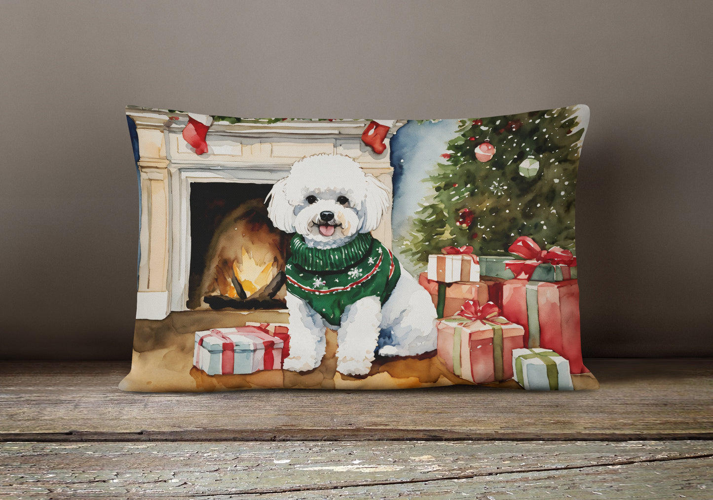 Bichon Frise Christmas Throw Pillow