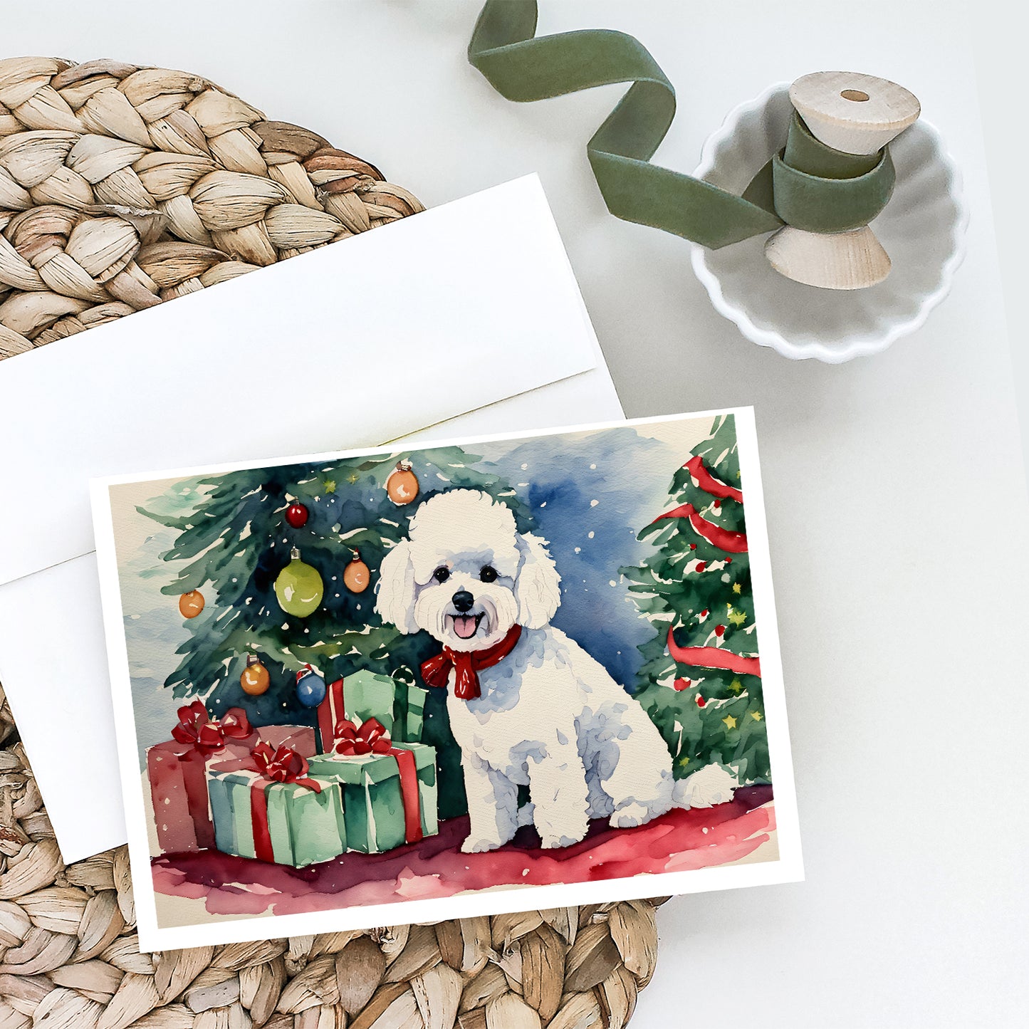 Bichon Frise Christmas Greeting Cards Pack of 8