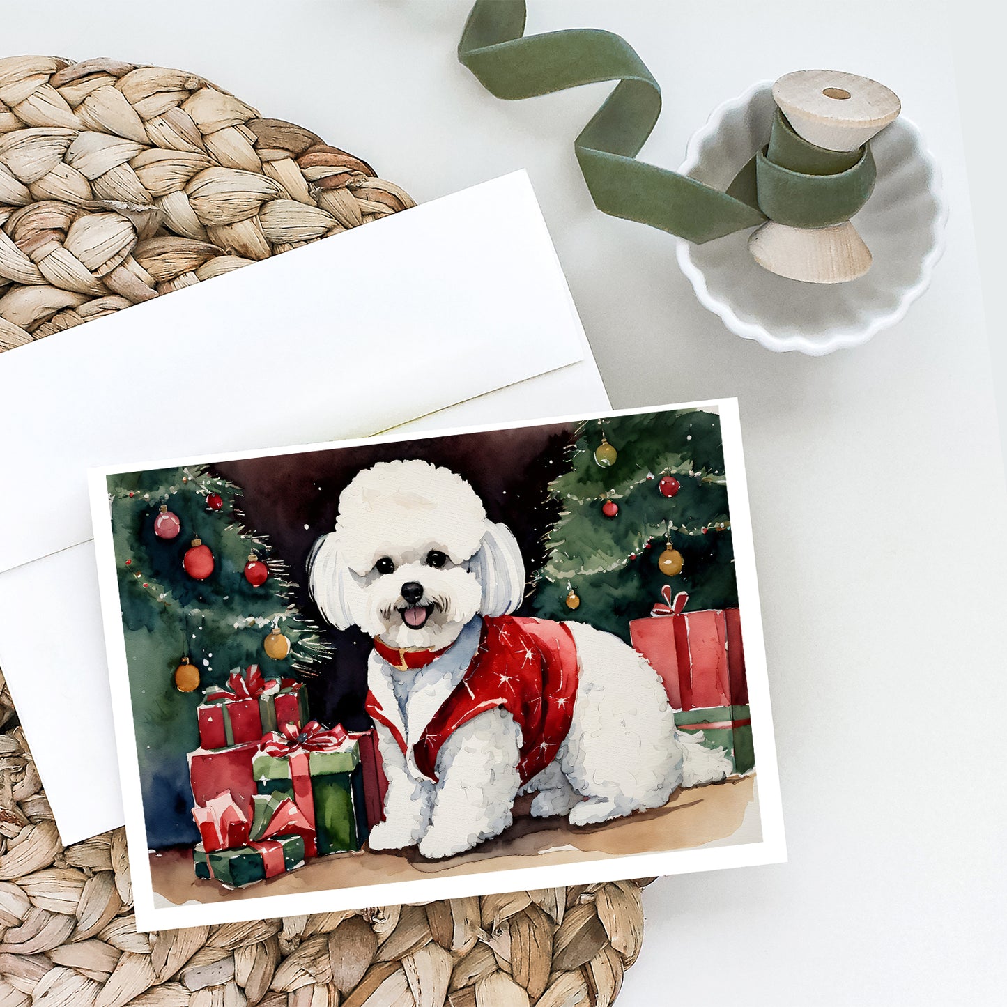 Bichon Frise Christmas Greeting Cards Pack of 8