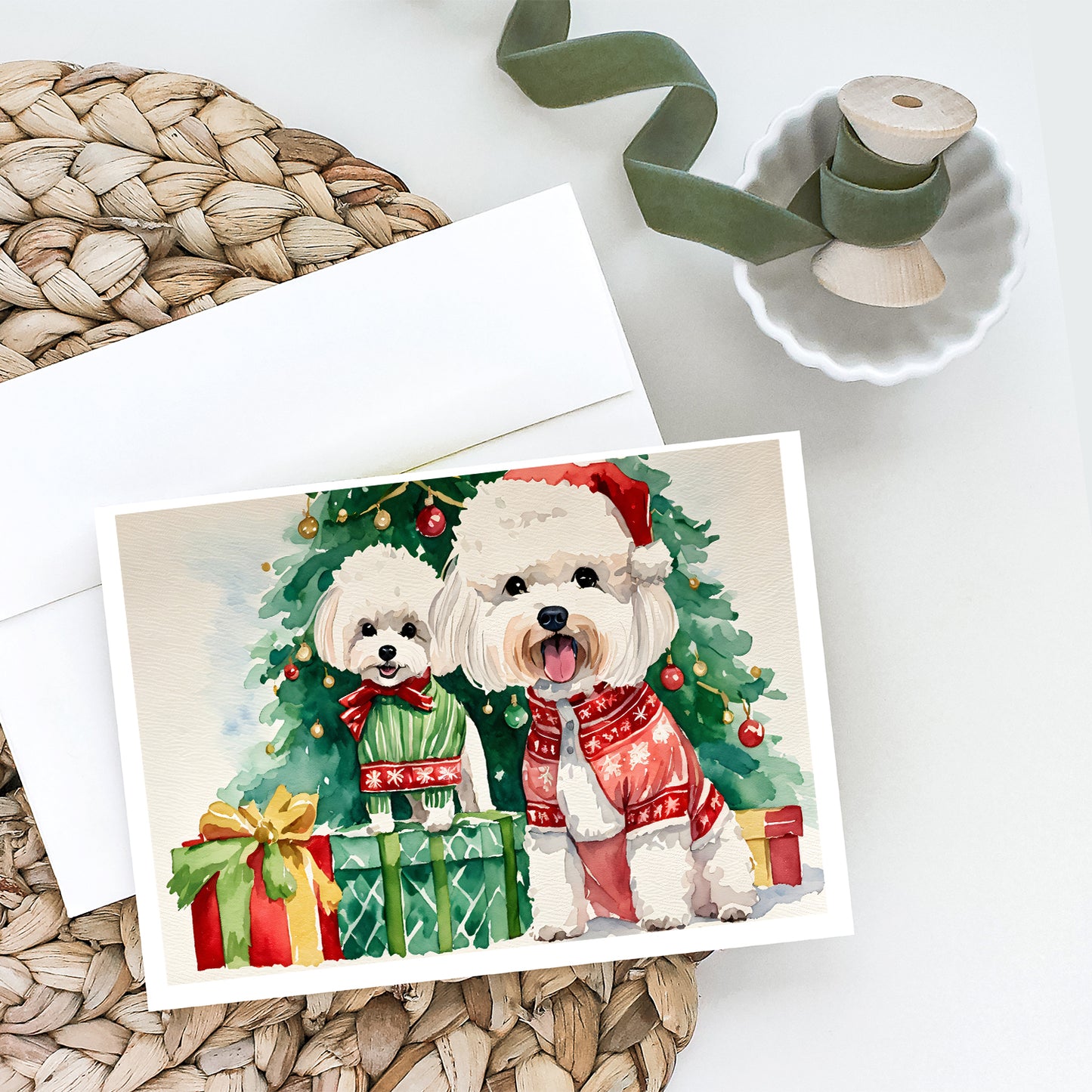 Bichon Frise Christmas Greeting Cards Pack of 8