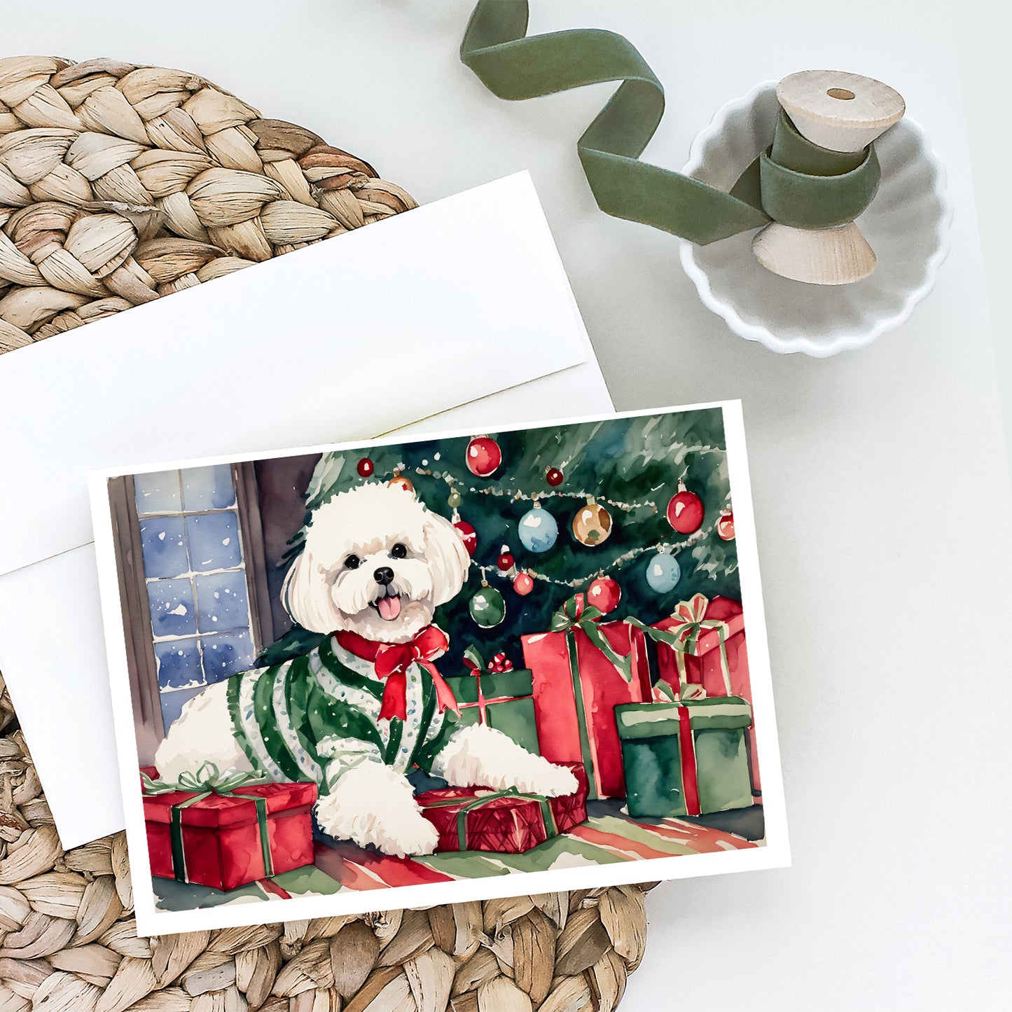 Bichon Frise Christmas Greeting Cards Pack of 8