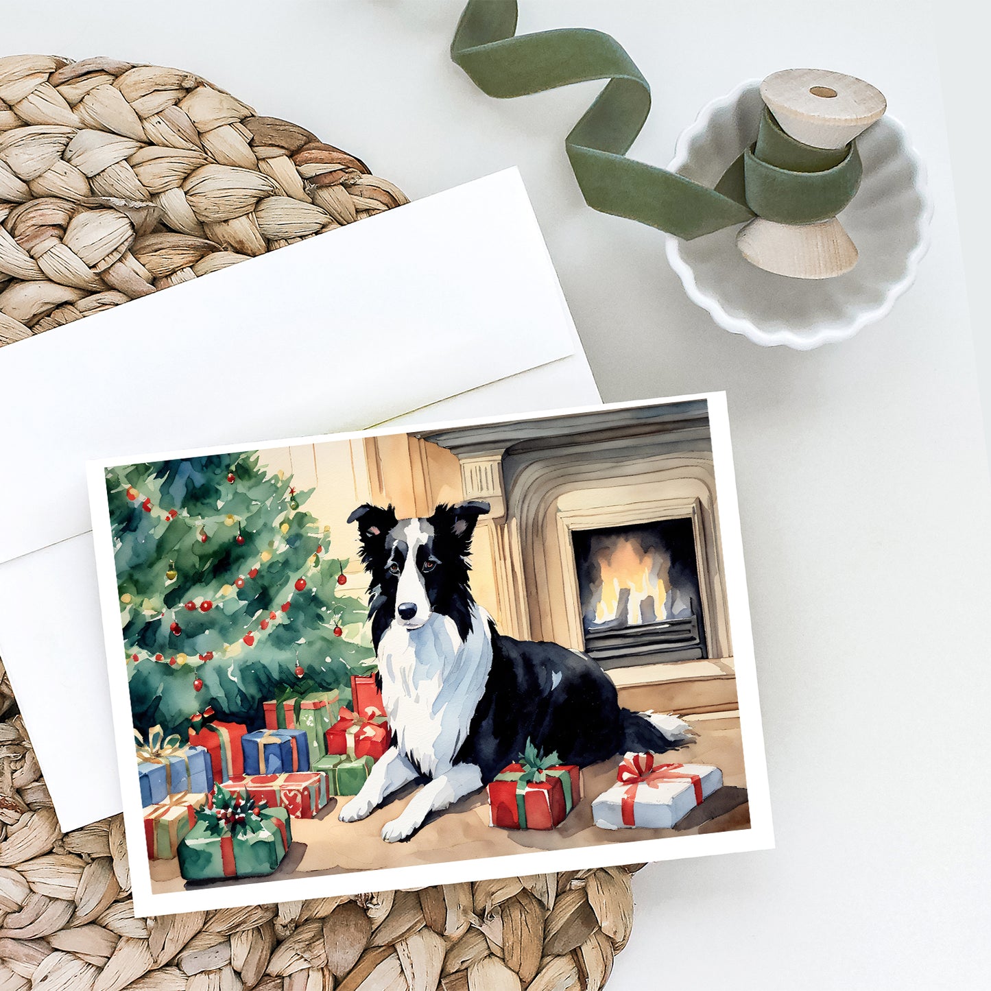 Border Collie Christmas Greeting Cards Pack of 8