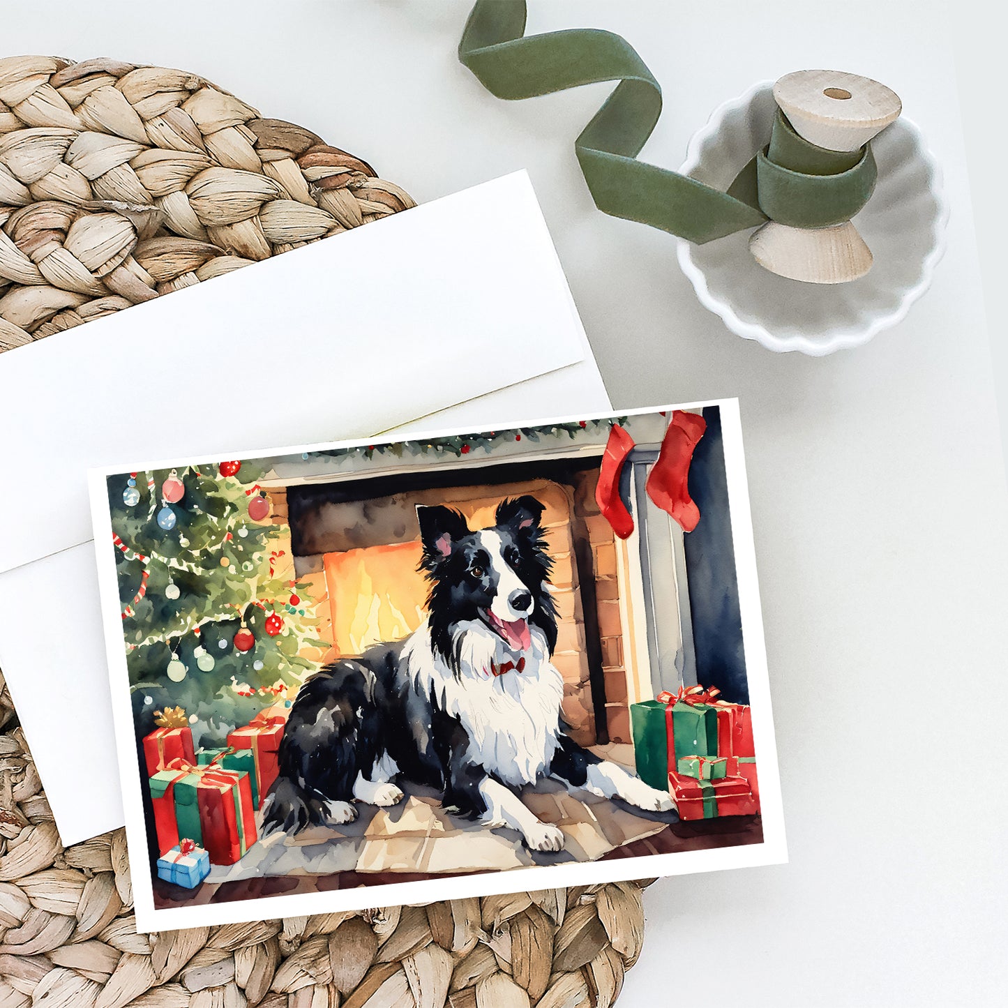 Border Collie Christmas Greeting Cards Pack of 8