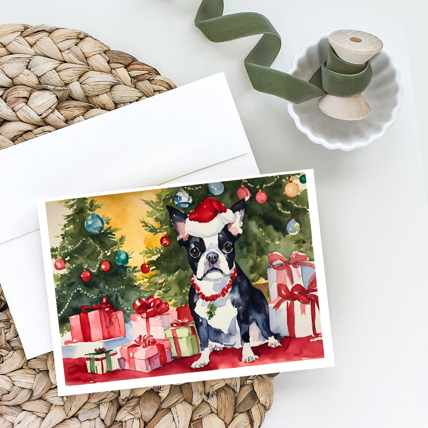 Boston Terrier Christmas Greeting Cards Pack of 8