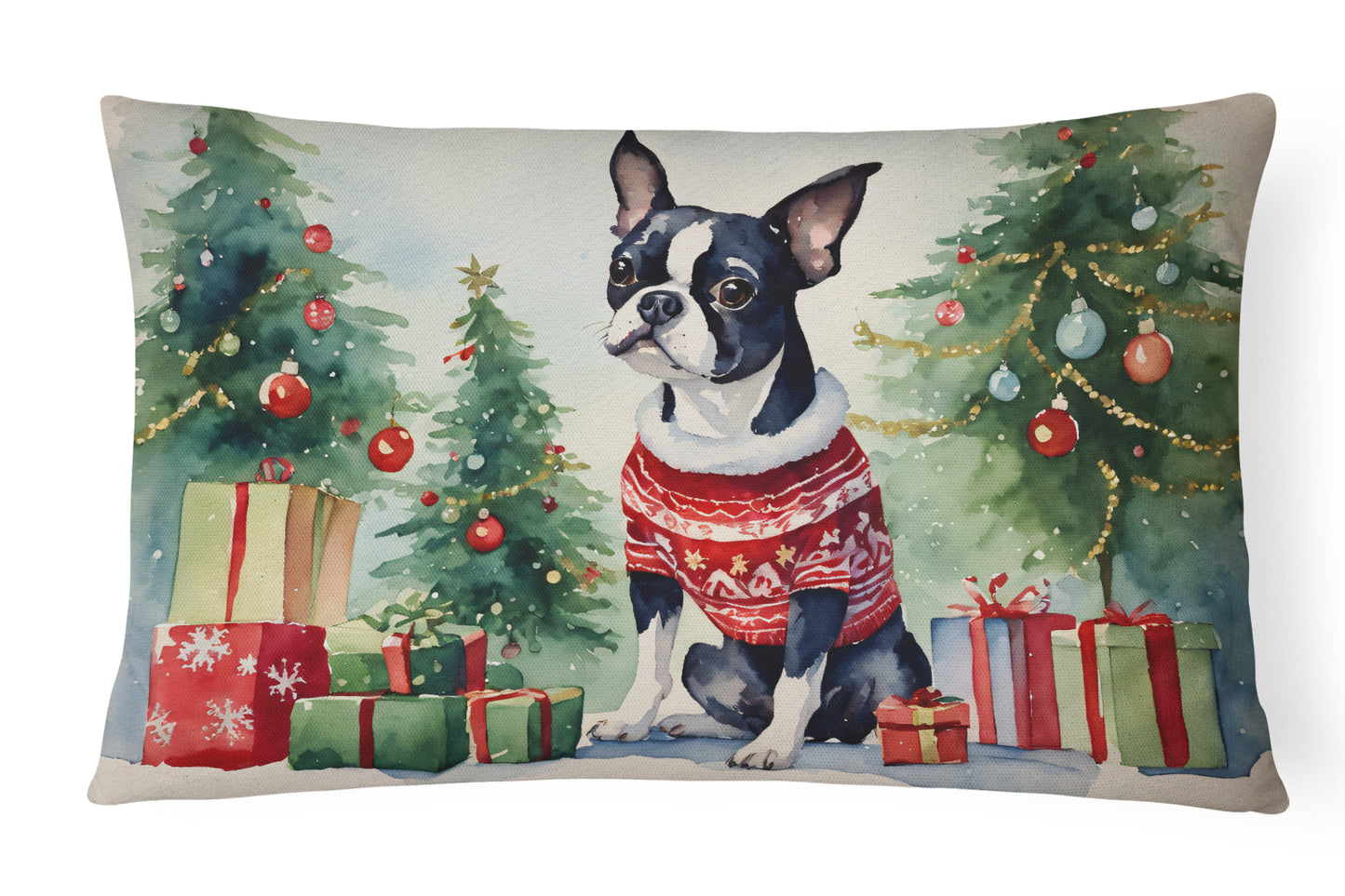 Buy this Boston Terrier Christmas Throw Pillow