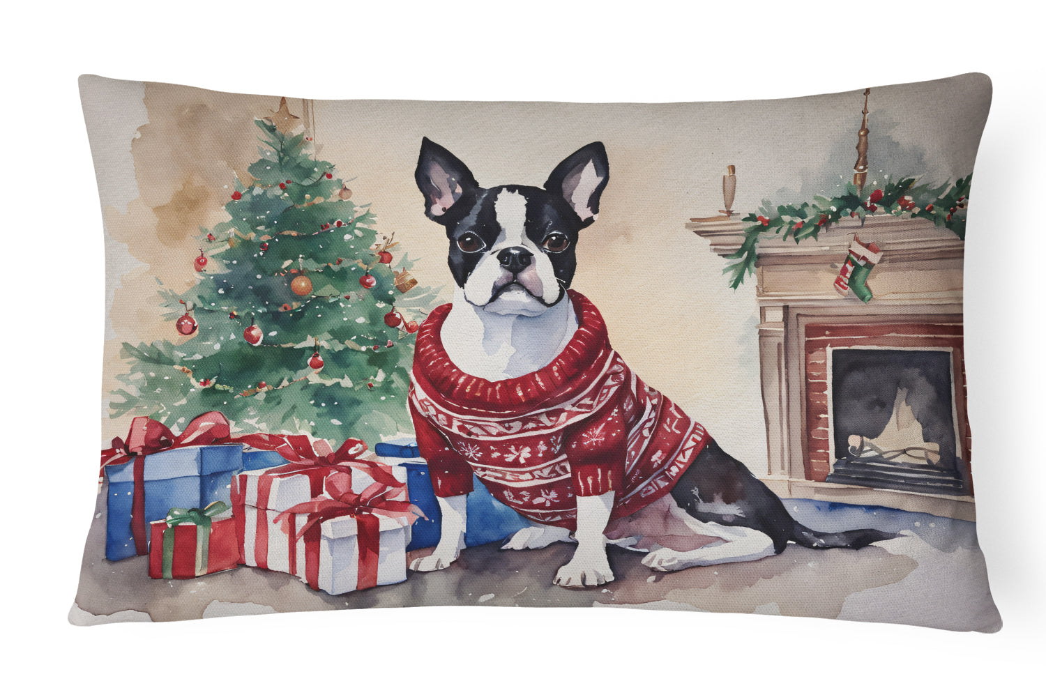 Buy this Boston Terrier Christmas Throw Pillow