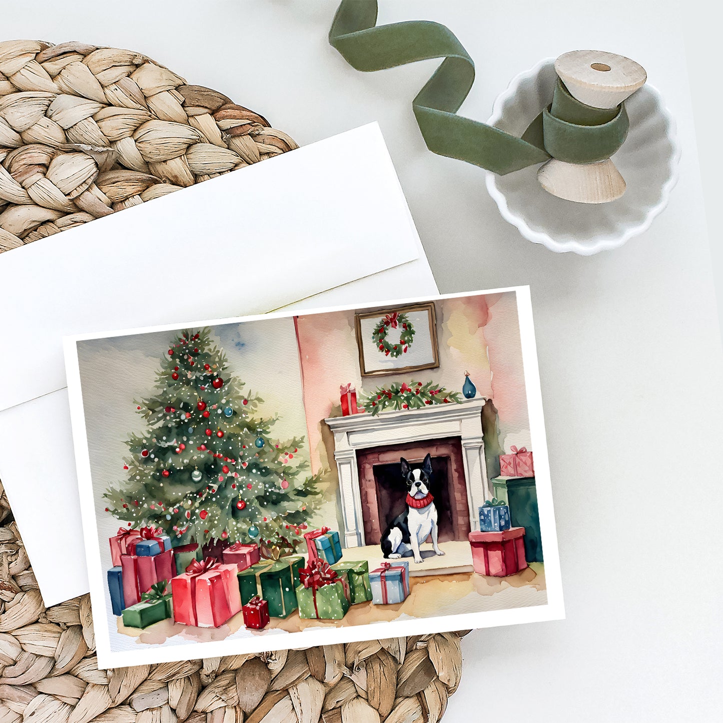 Boston Terrier Christmas Greeting Cards Pack of 8