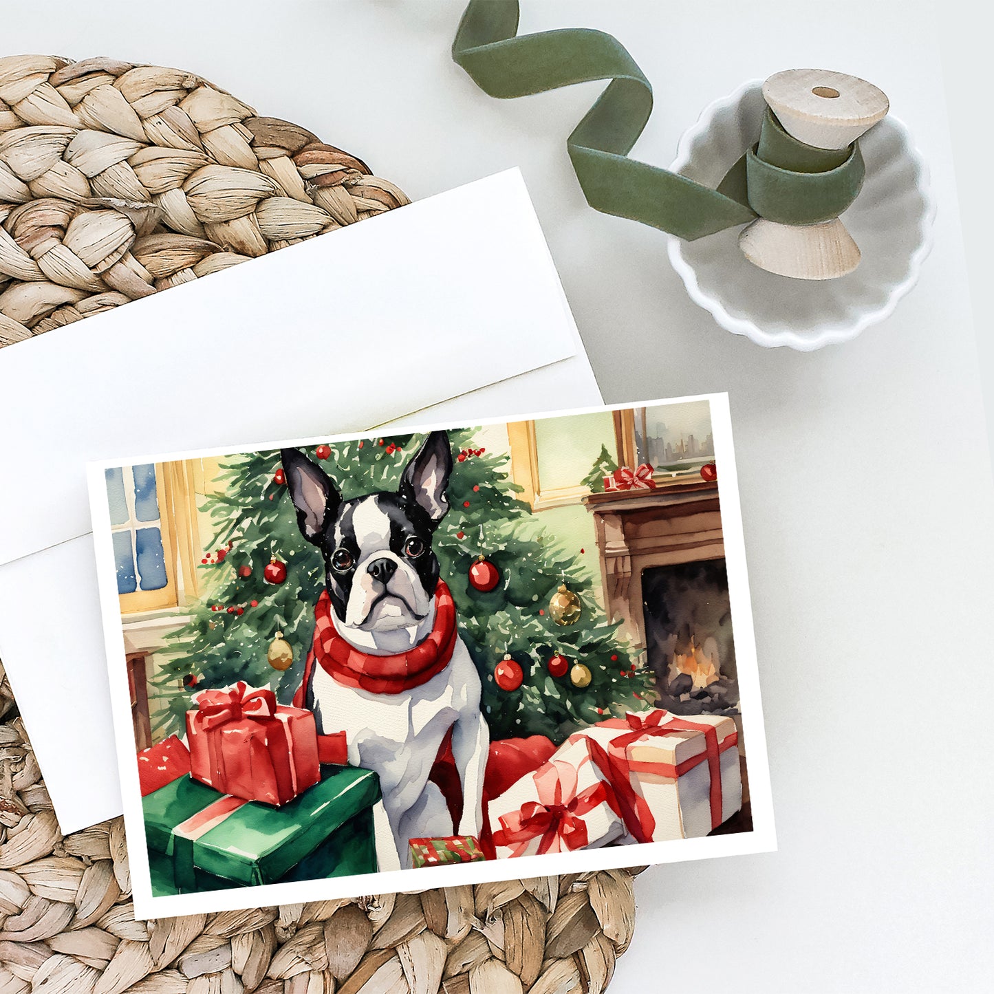 Boston Terrier Christmas Greeting Cards Pack of 8