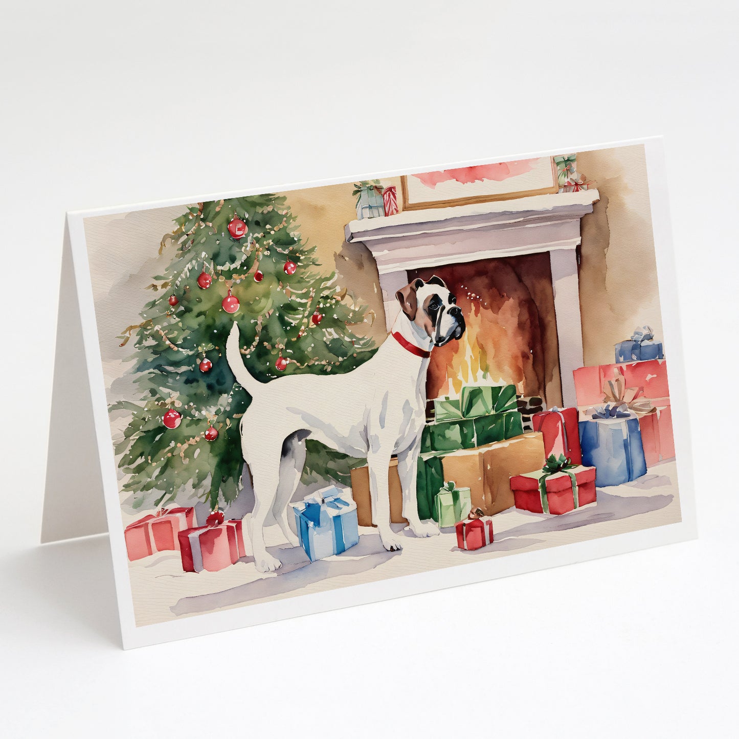 Buy this White Boxer Christmas Greeting Cards Pack of 8