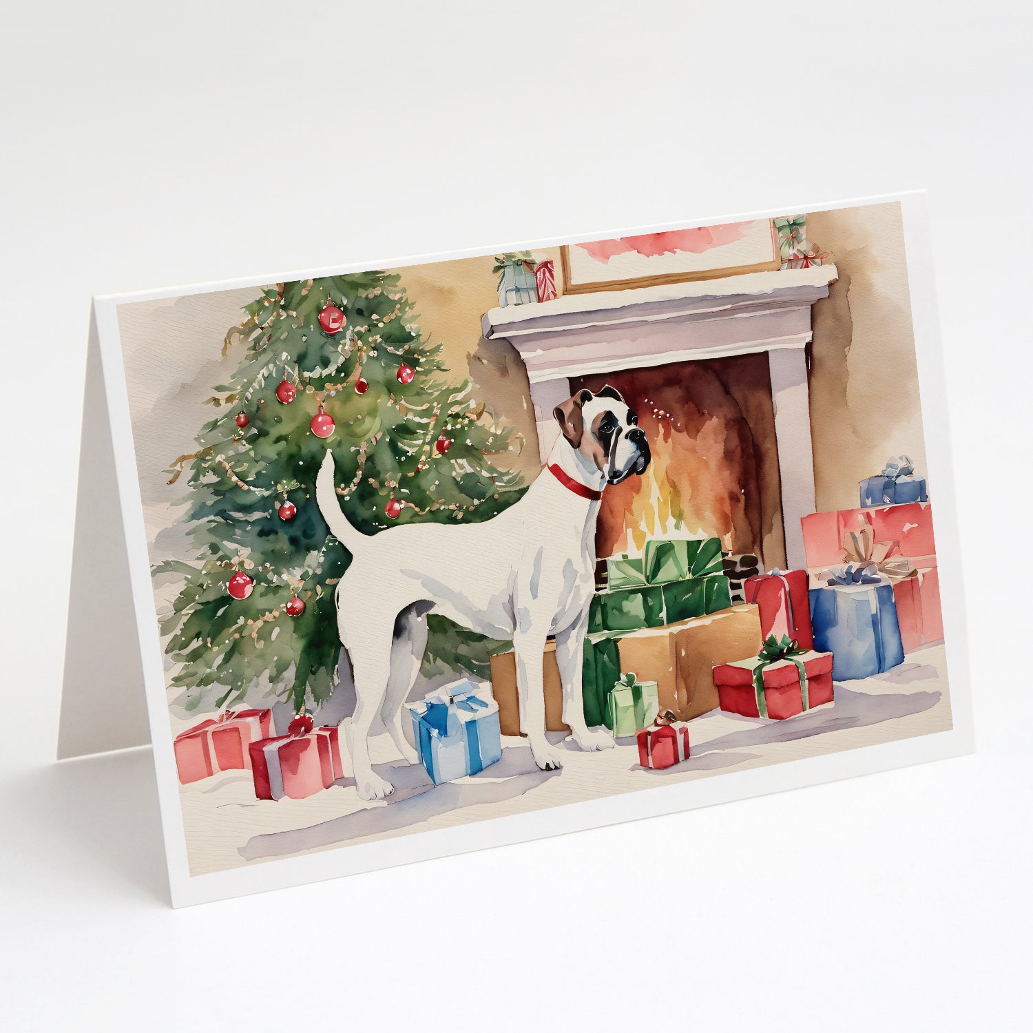 Buy this White Boxer Christmas Greeting Cards Pack of 8