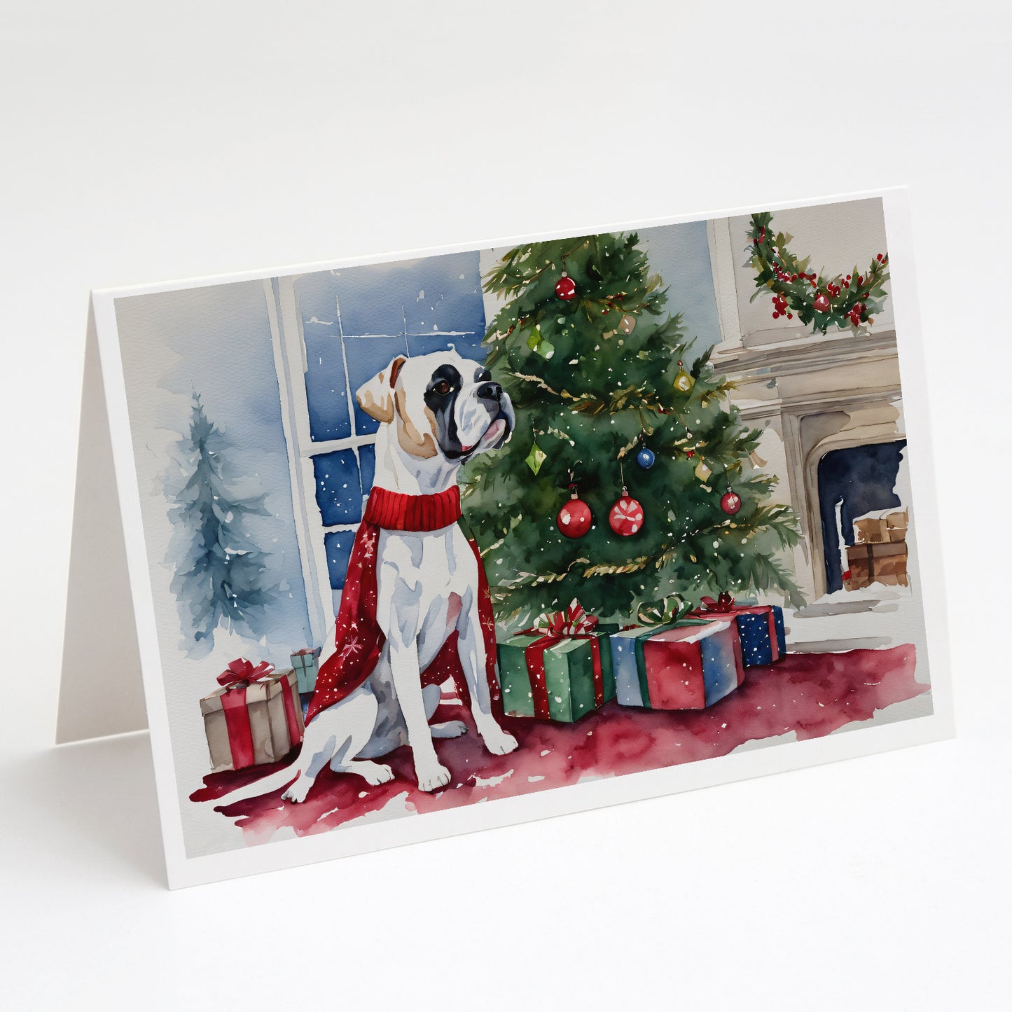 Buy this White Boxer Christmas Greeting Cards Pack of 8