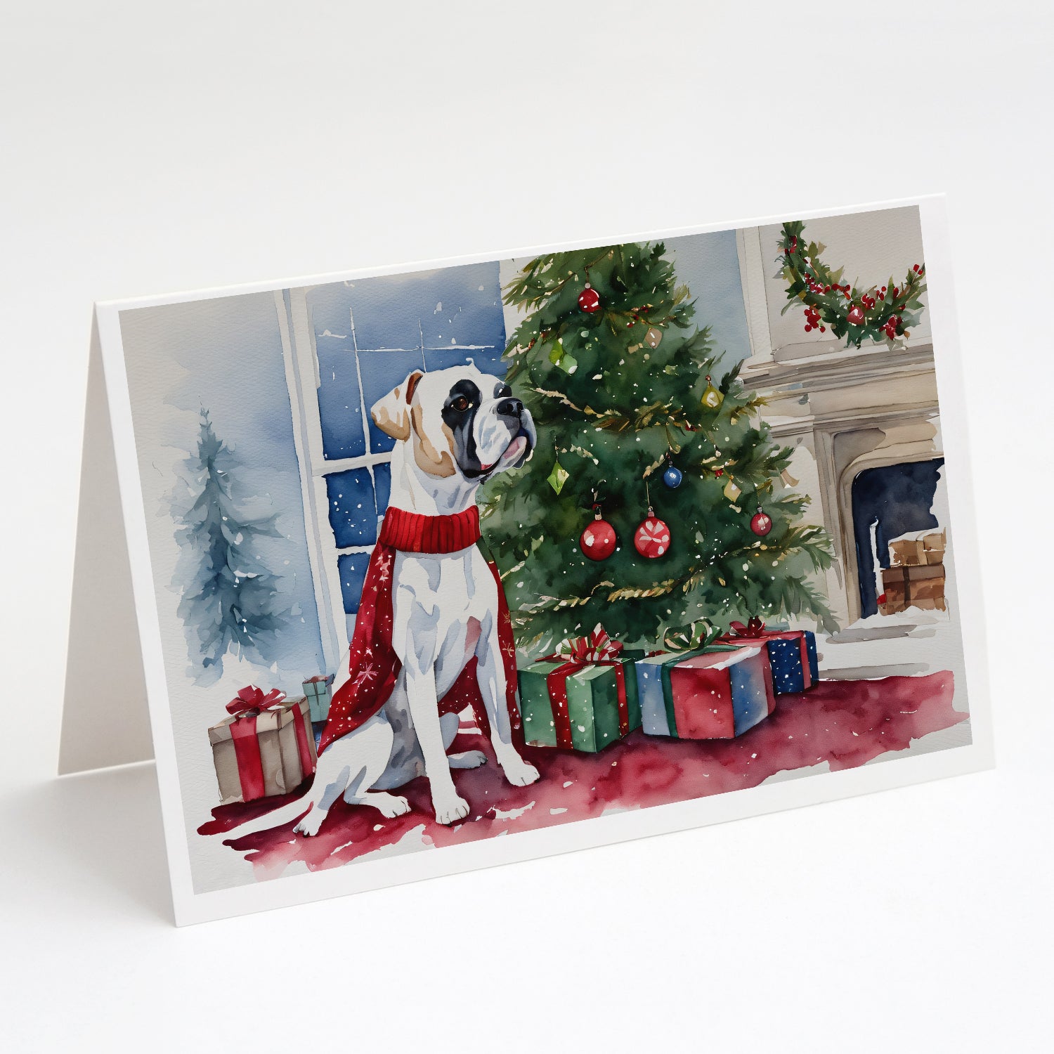 Buy this White Boxer Christmas Greeting Cards Pack of 8