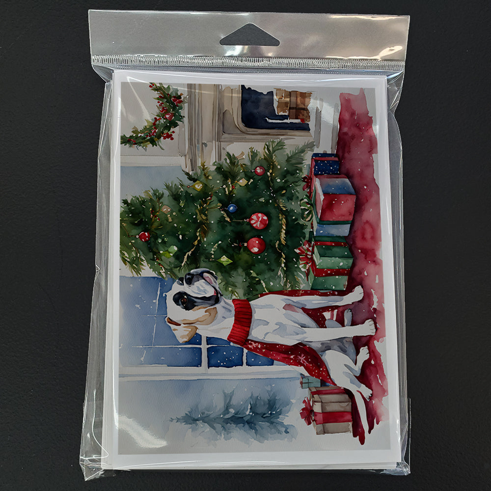 White Boxer Christmas Greeting Cards Pack of 8