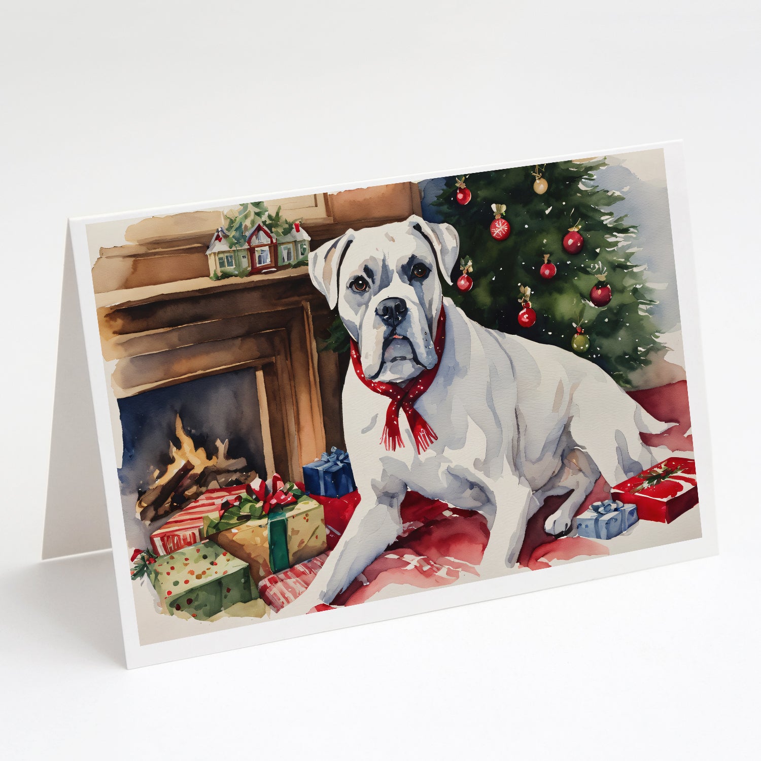 Buy this White Boxer Christmas Greeting Cards Pack of 8